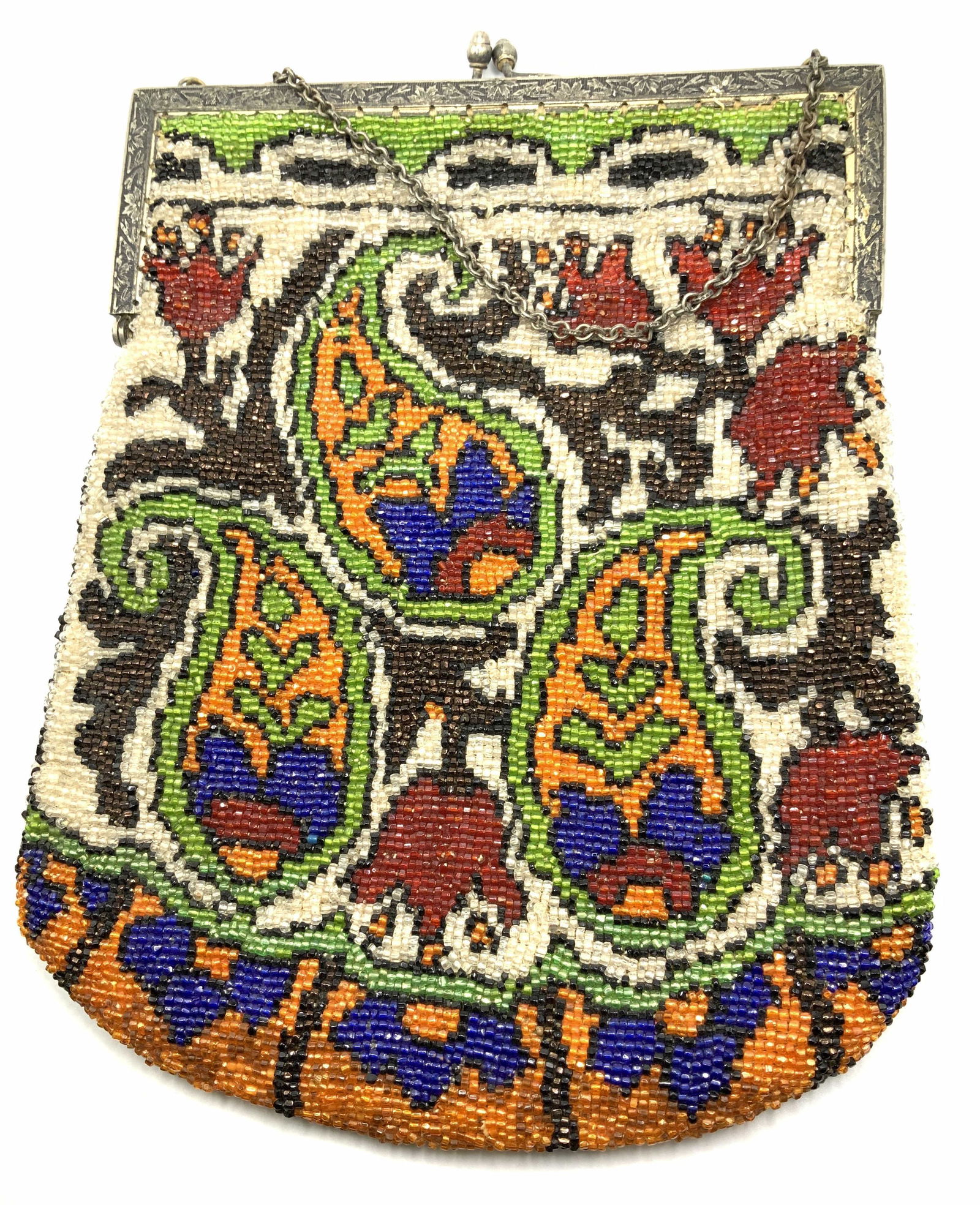 Hand Beaded Flapper Style Wrist Purse (1 of 6)