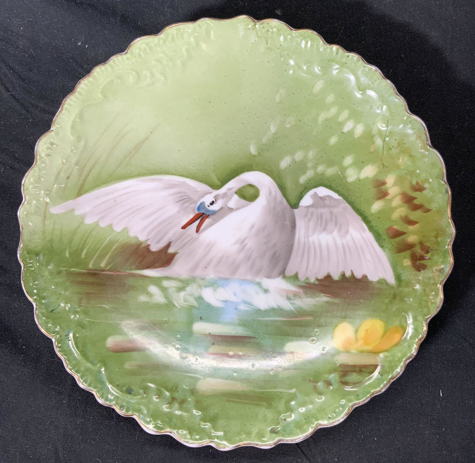 LIMOGES FRANCE Hand Painted Swan Wall Plate (1 of 5)