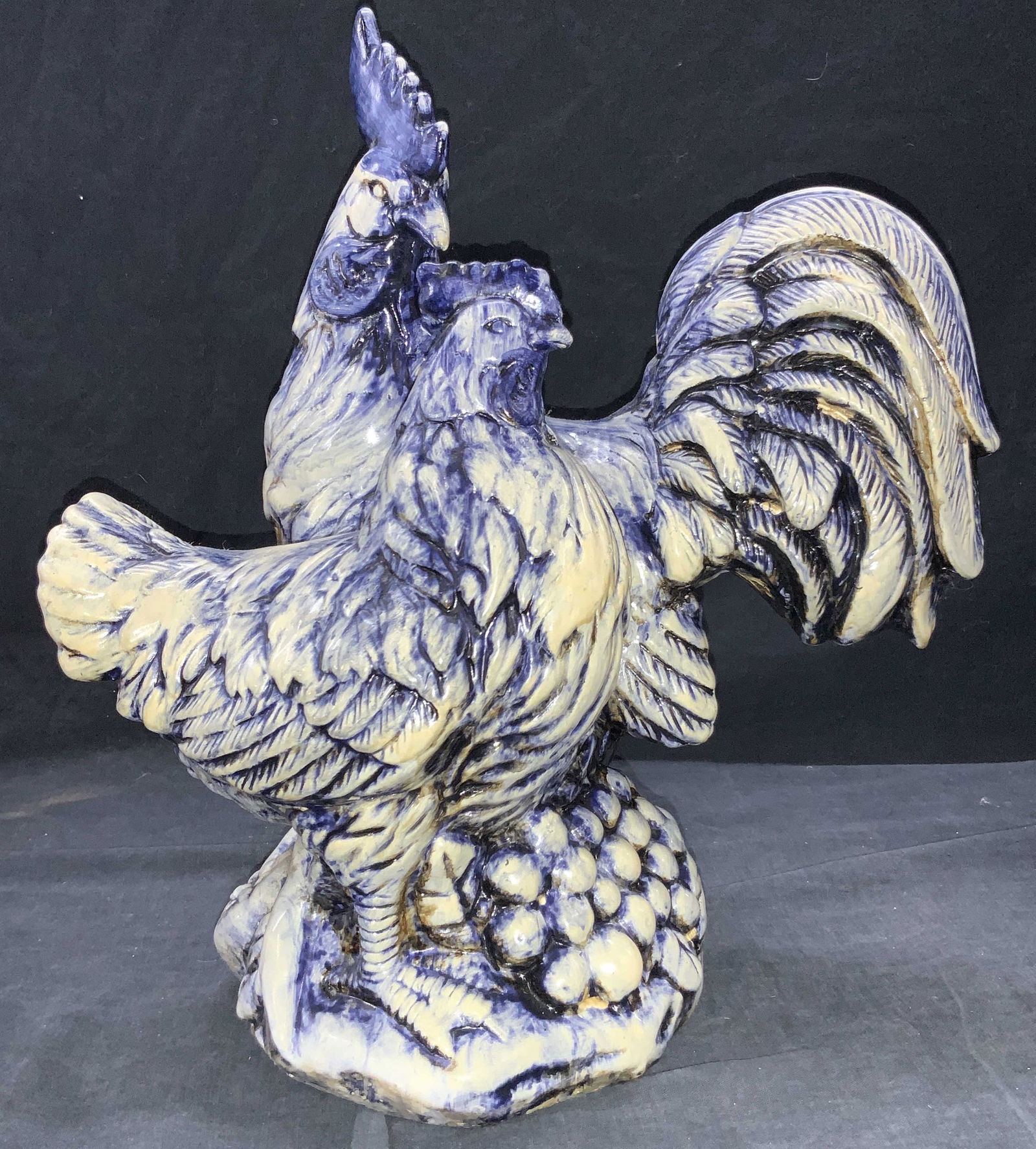 Blue and White Ceramic Chicken Sculpture (1 of 7)