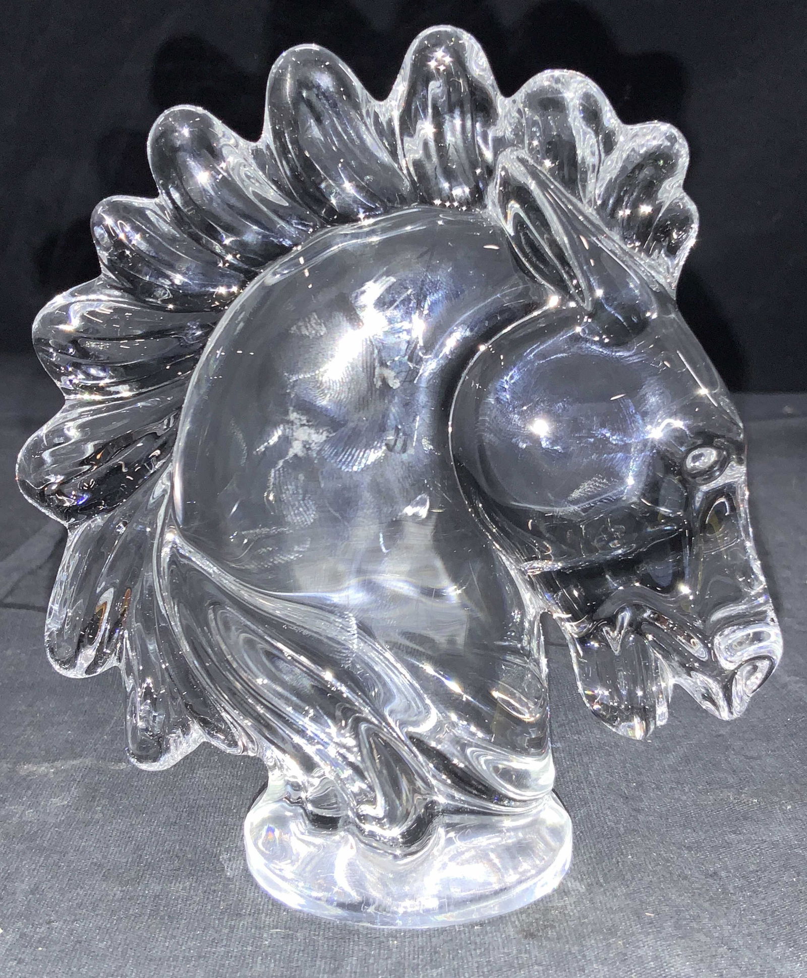 ART VANNES Clear Crystal Horse Head, France (1 of 7)