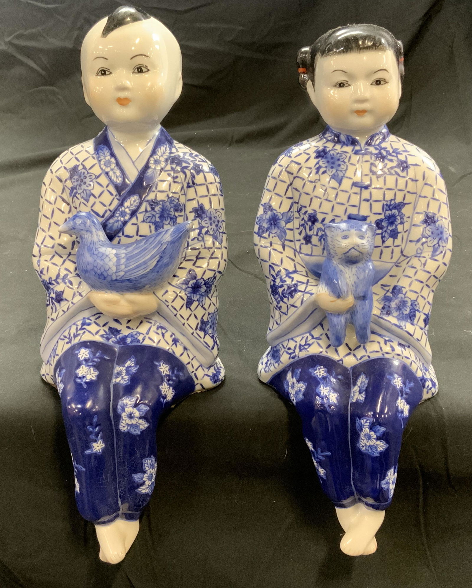 Lot 2 Asian Blue&White Porcelain Children Figurals (1 of 8)
