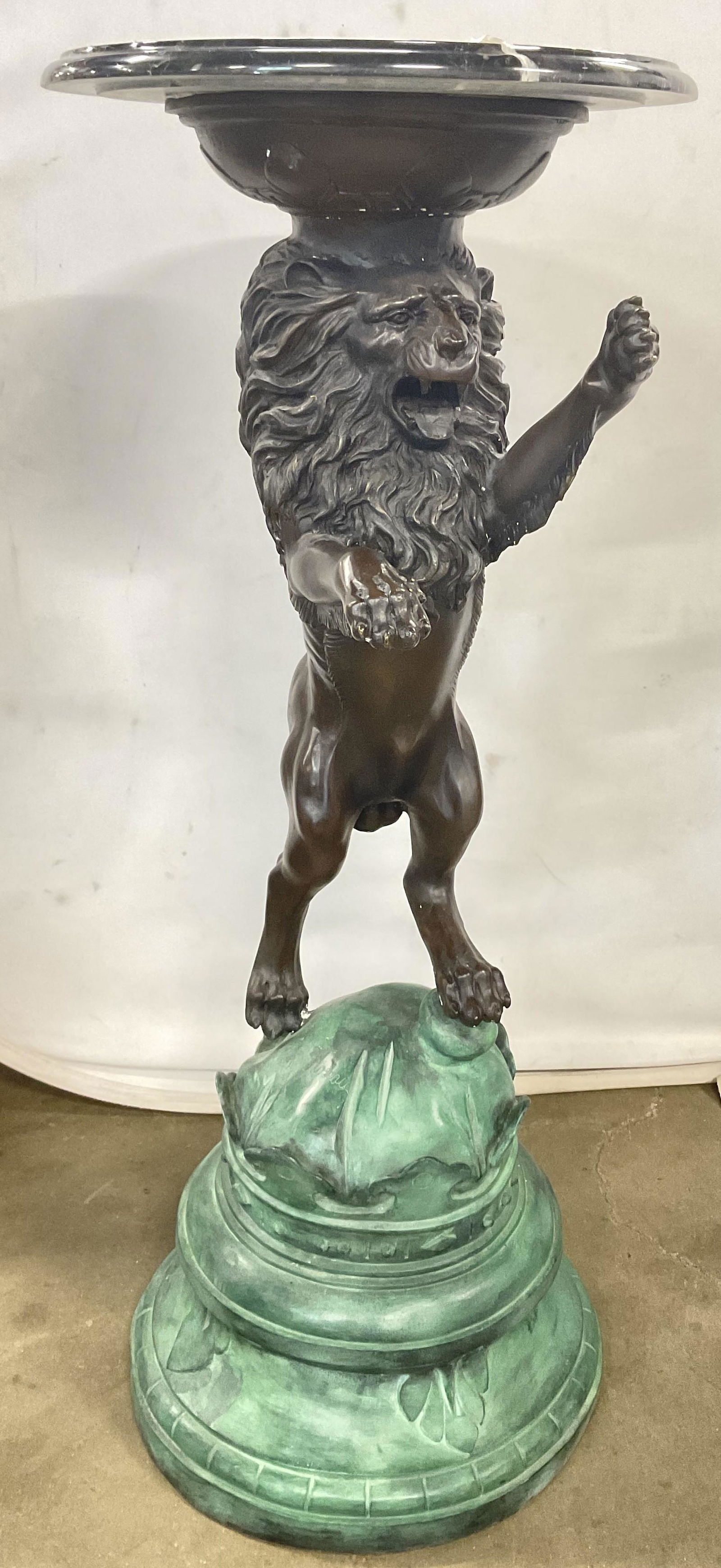 XL Moreau Signed Marble Top Lion Pedestal 49inH (1 of 11)