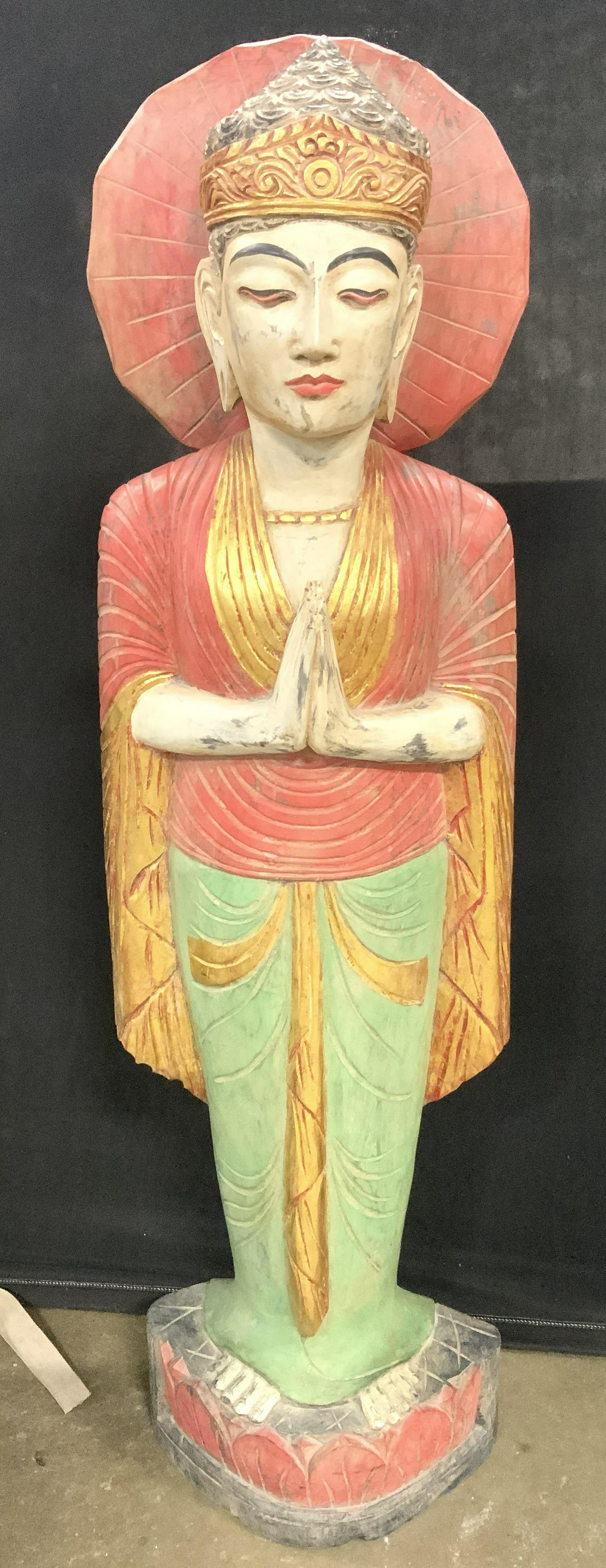 XL Carved Wooden Praying Buddha Sculpture 40inH (1 of 10)