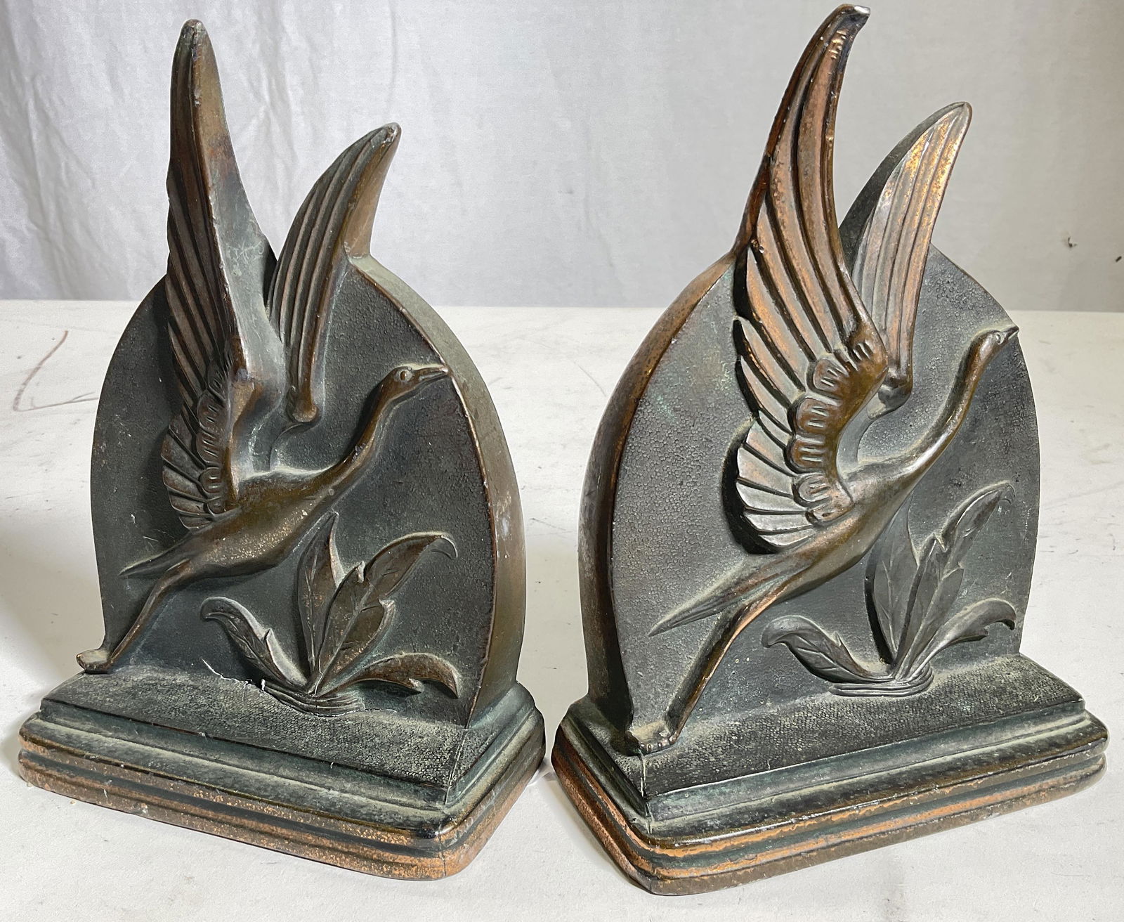 Copper Metal Crane Book Ends (1 of 6)