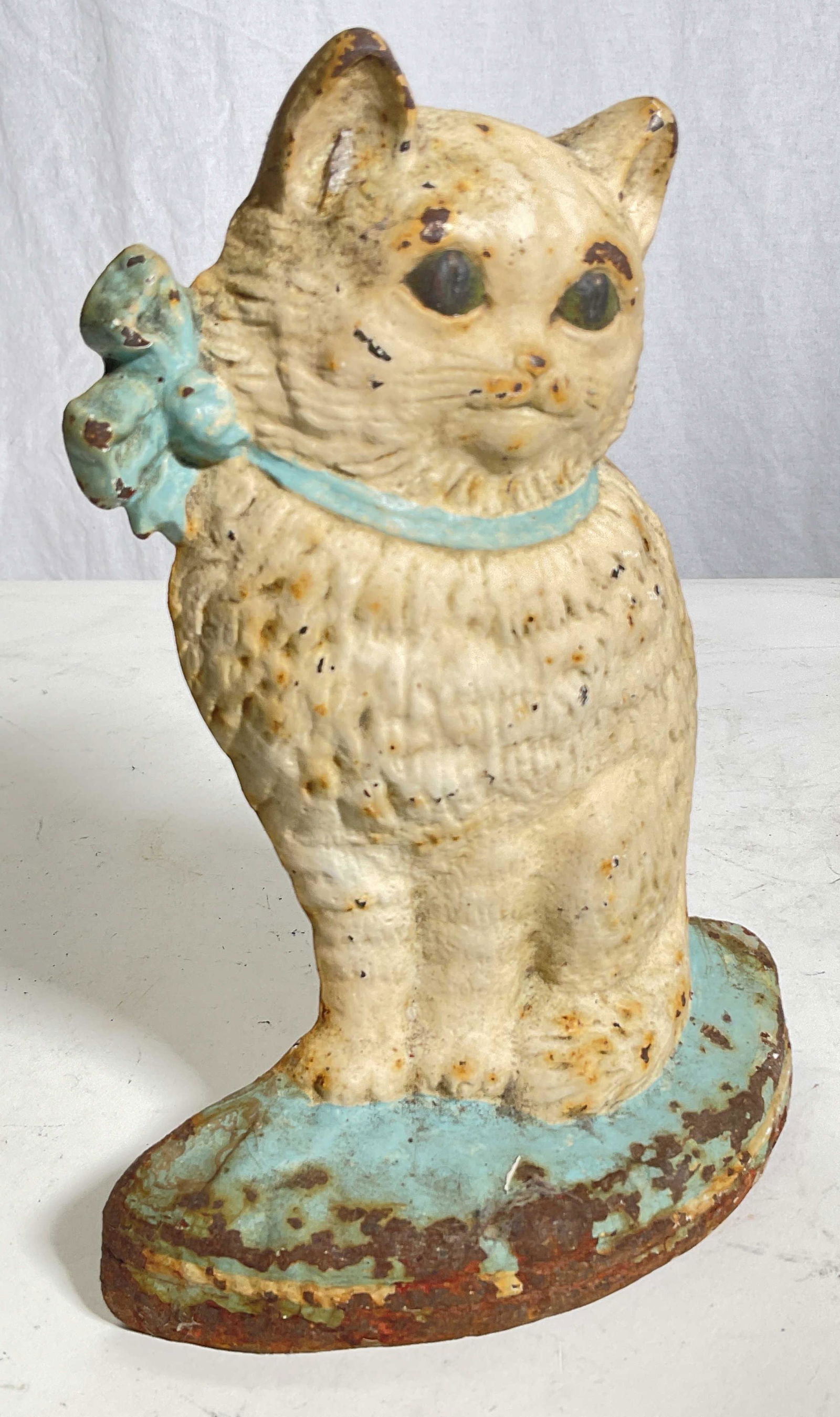 Antique Iron Cat W Bow Door Stop (1 of 6)