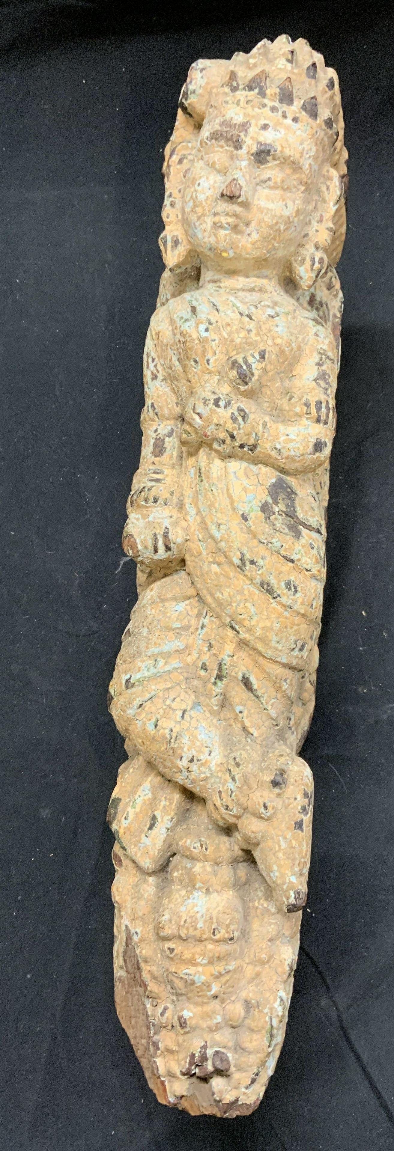 Thai Folk Art Wood Carved Figural Relief 20inL (1 of 7)