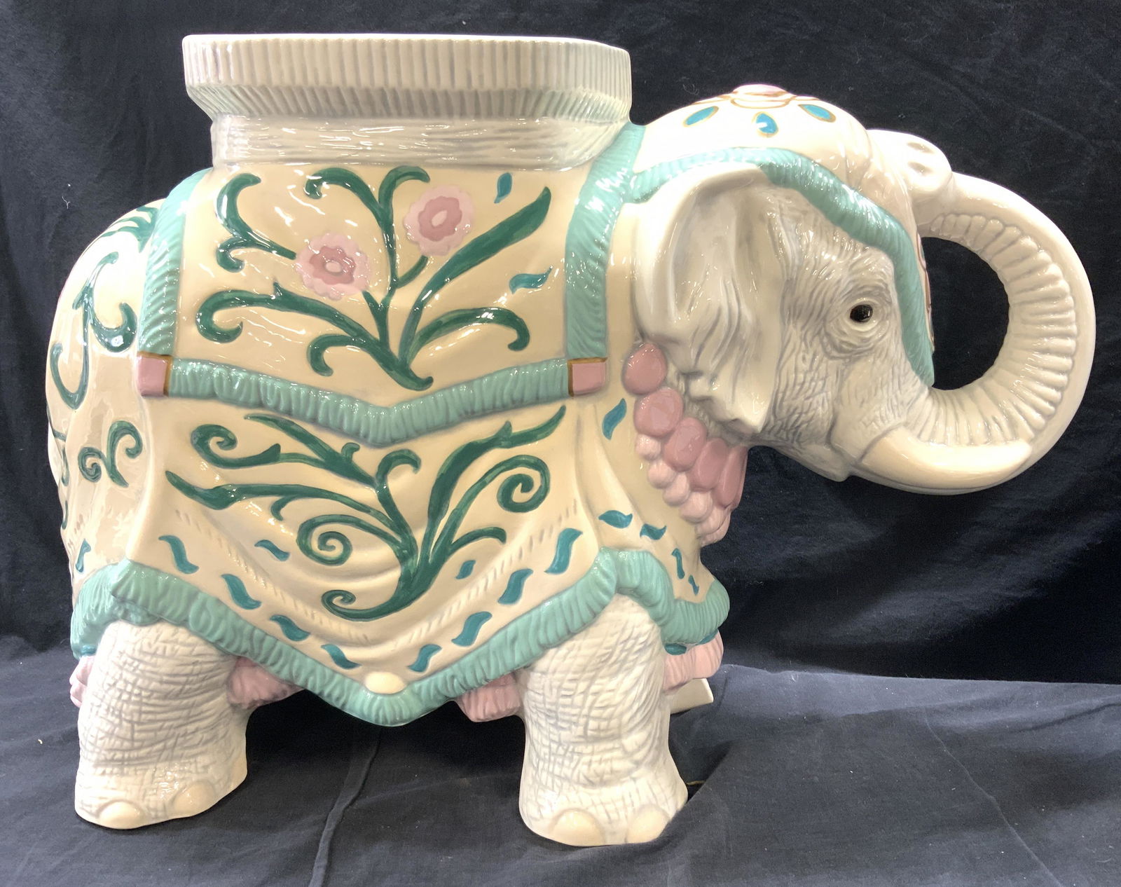 Porcelain Elephant Stool W Floral Detail (1 of 11)