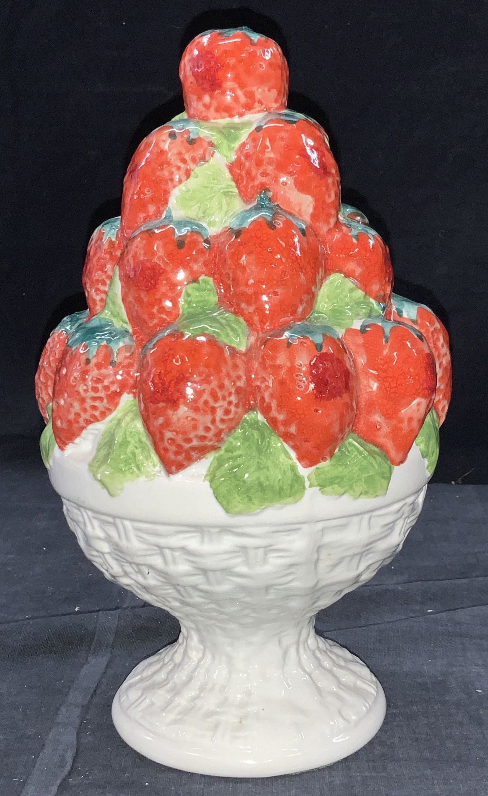 Hand Painted Ceramic Strawberry Urn , Italy (1 of 6)