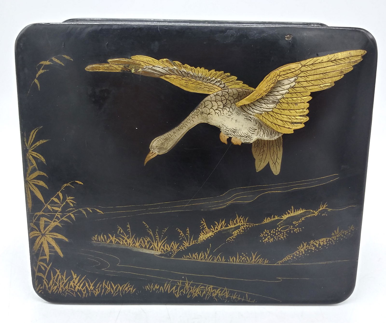 Japanese Lacquered Box w/ Goose Motif (1 of 9)