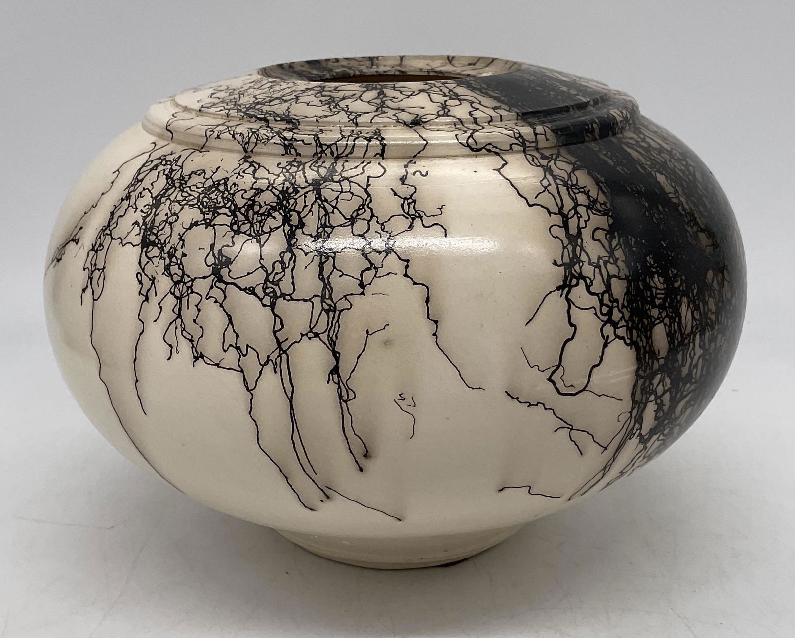 MARY BAILEY Signed Horse Hair Ceramic Vessel (1 of 7)