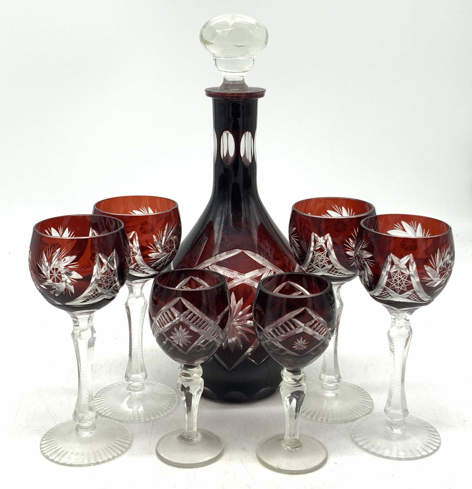 Vintage Bohemian Glass Decanter & Stemware (1 of 10)
