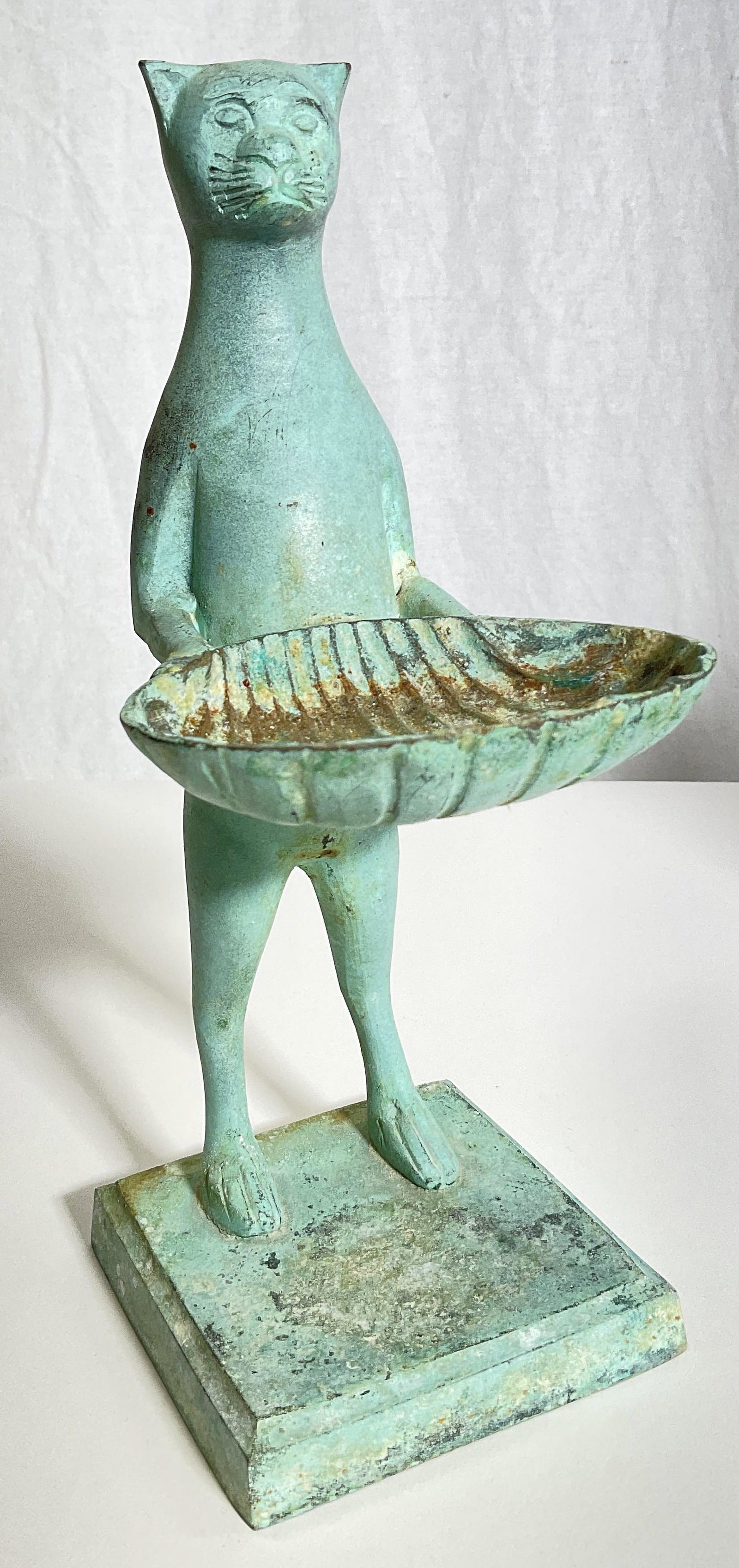 Bronze Cat Statue W Trinket Dish (1 of 7)