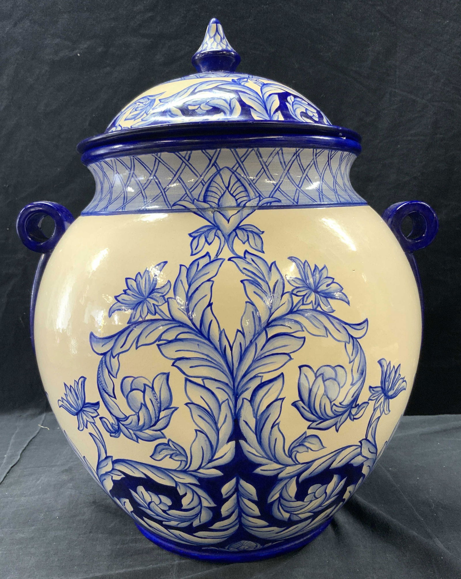 Signed Hand Hand Painted Lidded Ginger jar Urn (1 of 9)
