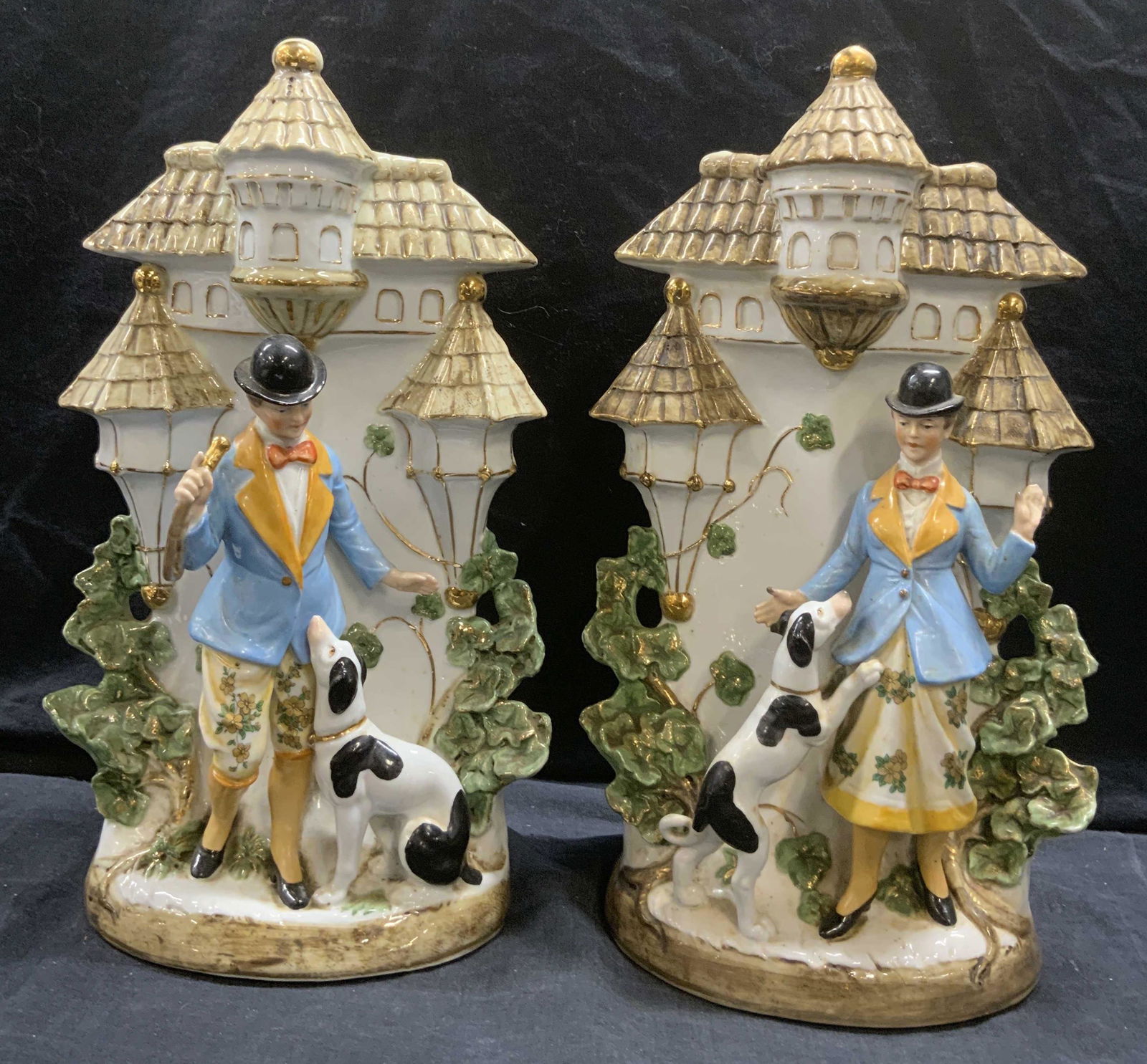 Porcelain Figural Dog Handler Vessels (1 of 9)