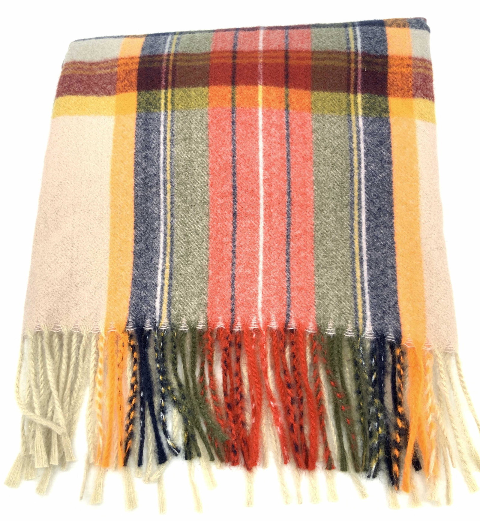 Colorful Plaid Cashmere Fringe Scarf (1 of 6)