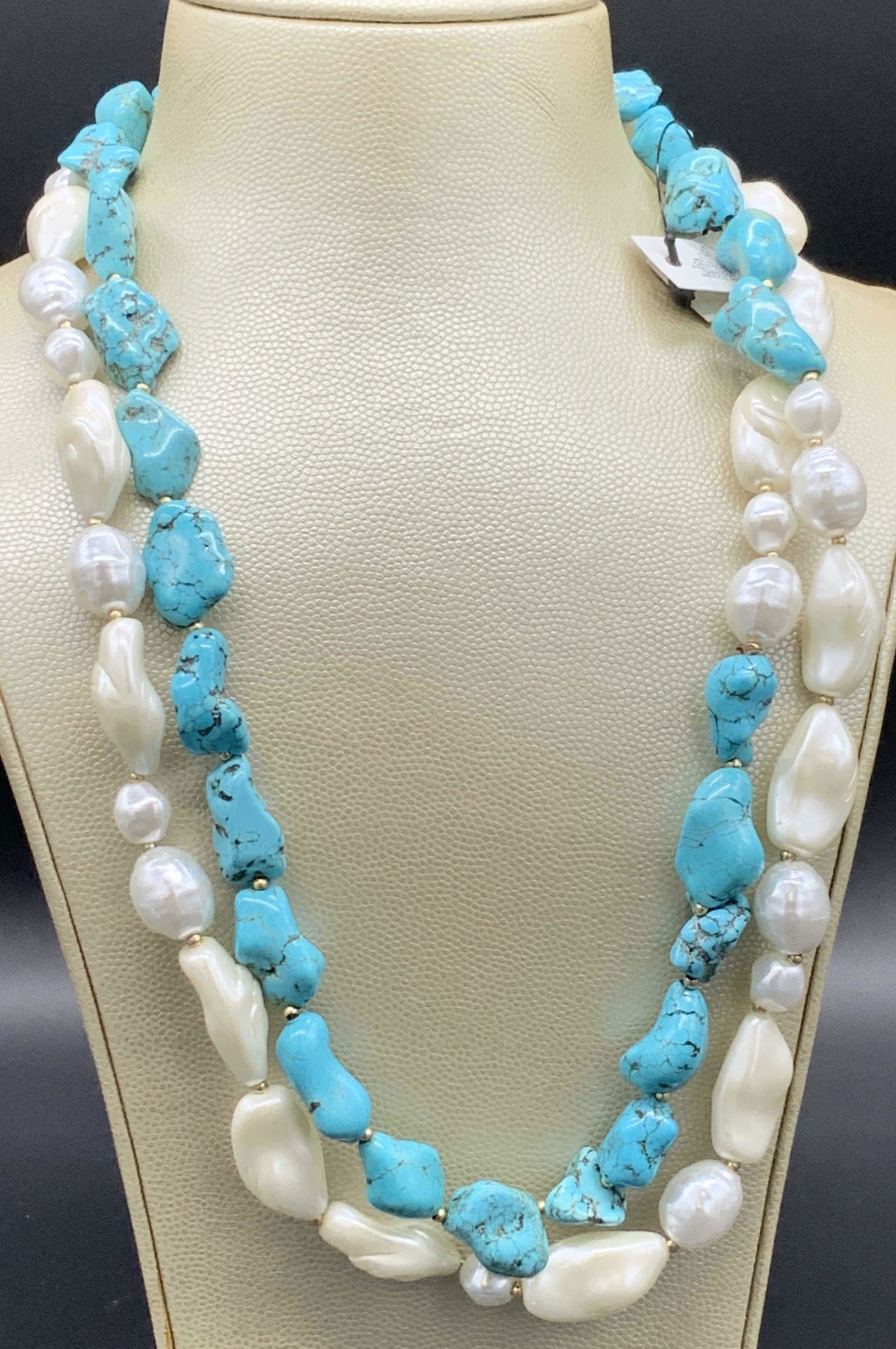 Pearl and Turquoise Style Nugget Necklace, NWT (1 of 4)