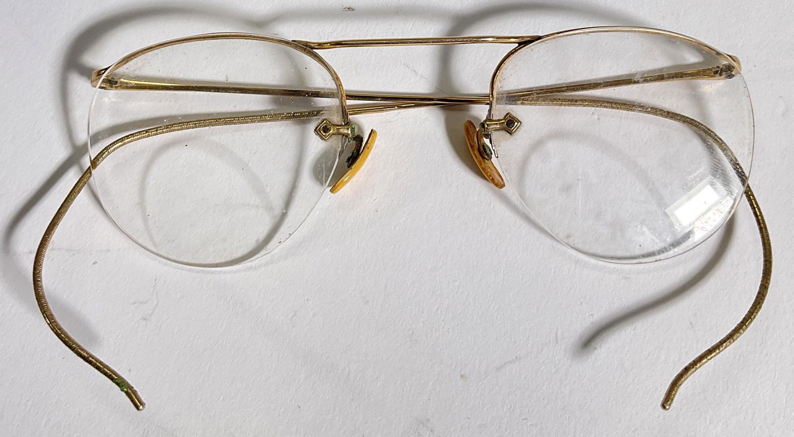 Antique Spectacles: Vintage Possibly antique spectacles. Up cycle with your prescription. Surface wear to piece consistent with age and use. Measures approx 5, lenses measures 2.5 inches. Eye wear, eyewear, glasses, anti