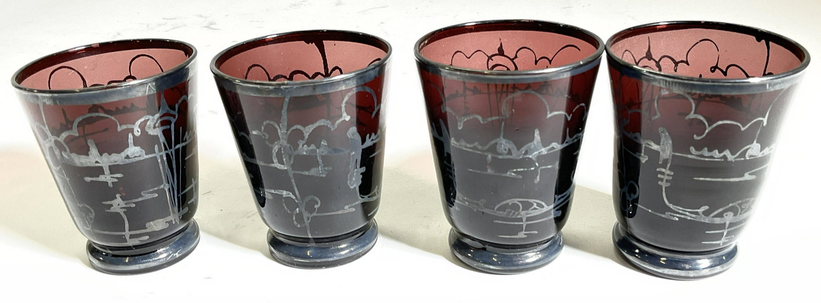 Set 4 Purple Art Shot Glasses (1 of 6)