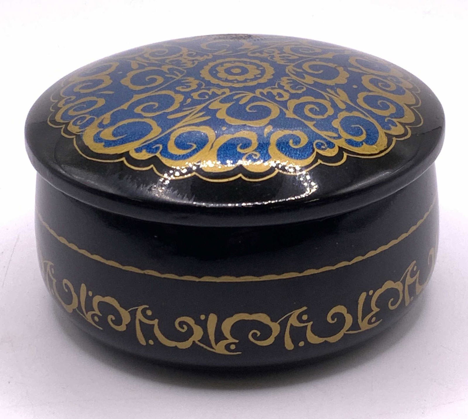 Vintage Ornate Painted Round Trinket Box (1 of 5)