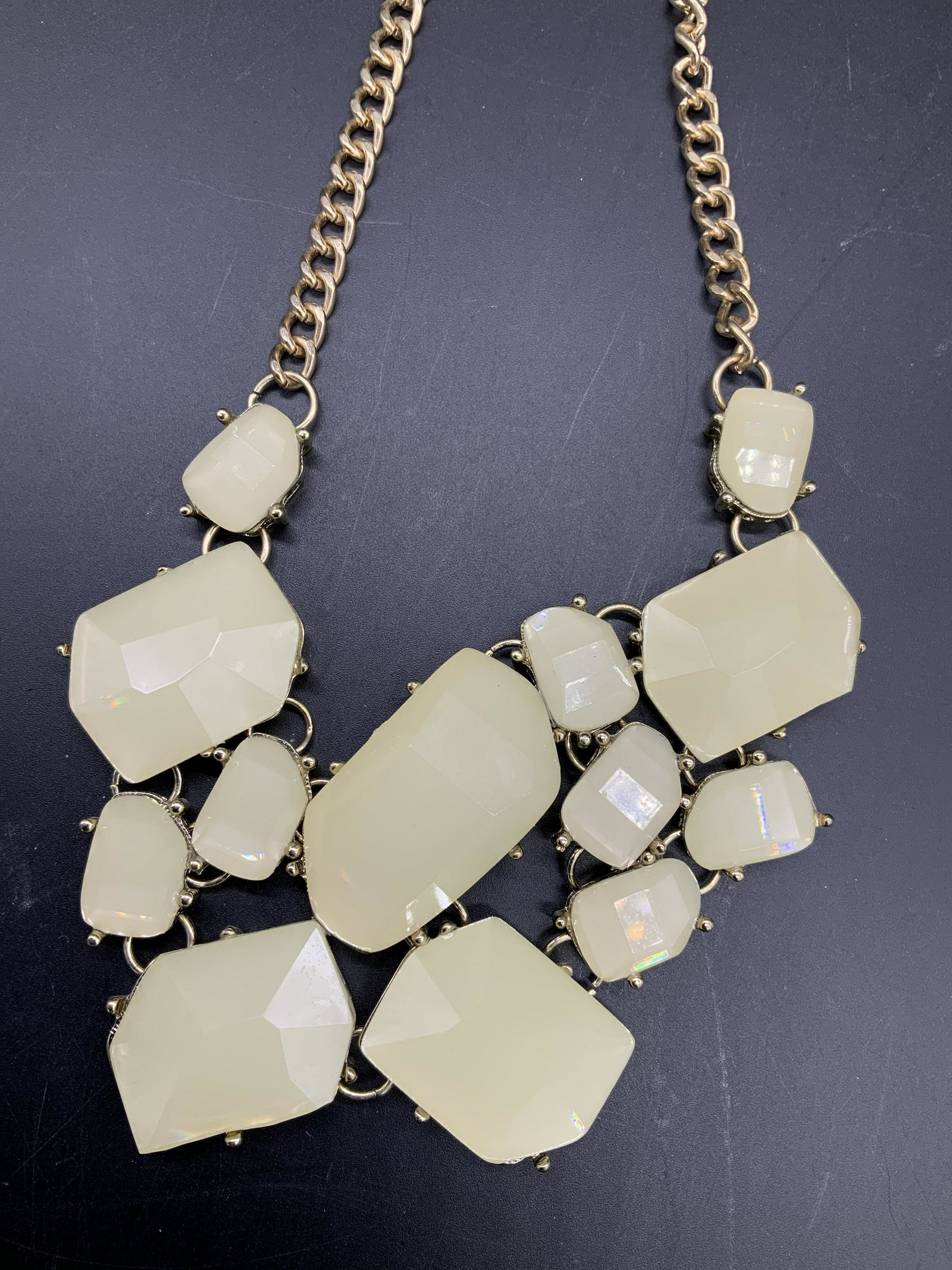 Abstract Faceted Stone Bib Necklace, Jewelry (1 of 3)