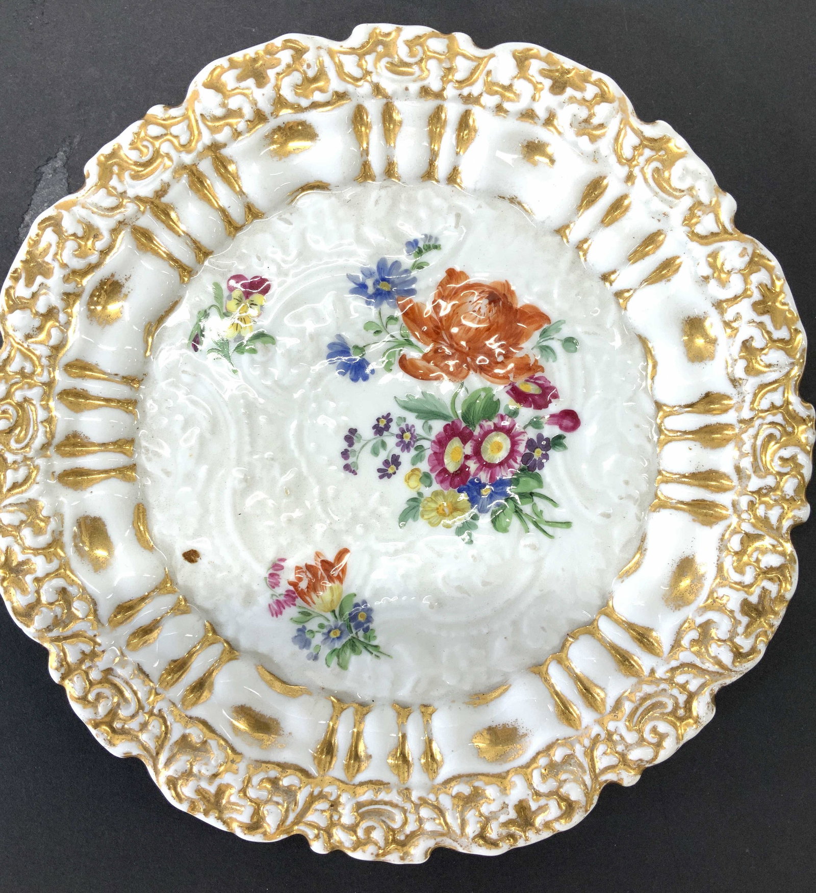 MEISSEN Signed Porcelain & Gilt Plate, Germany (1 of 6)