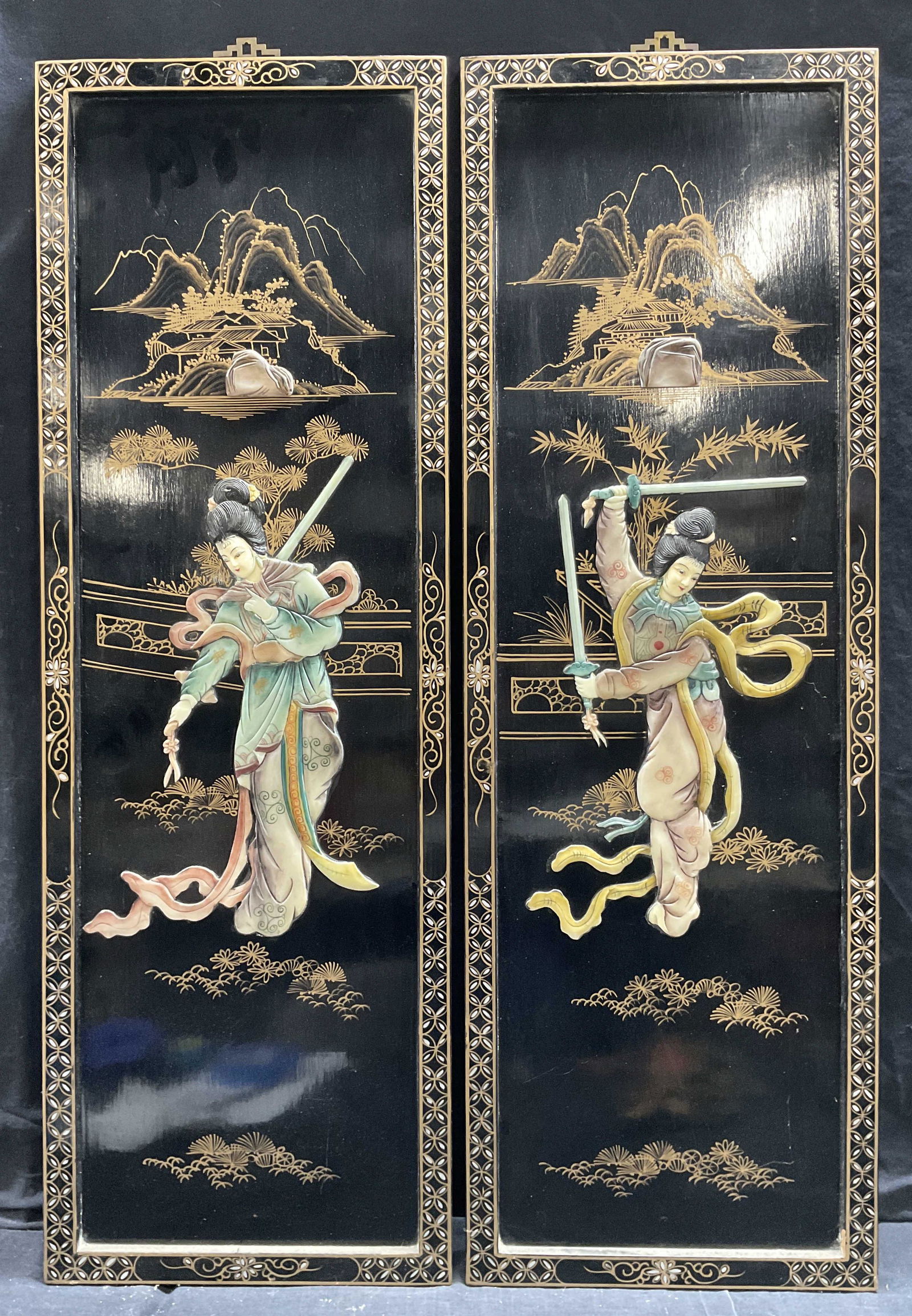 Pair Chinese Relief Panel Artworks (1 of 8)