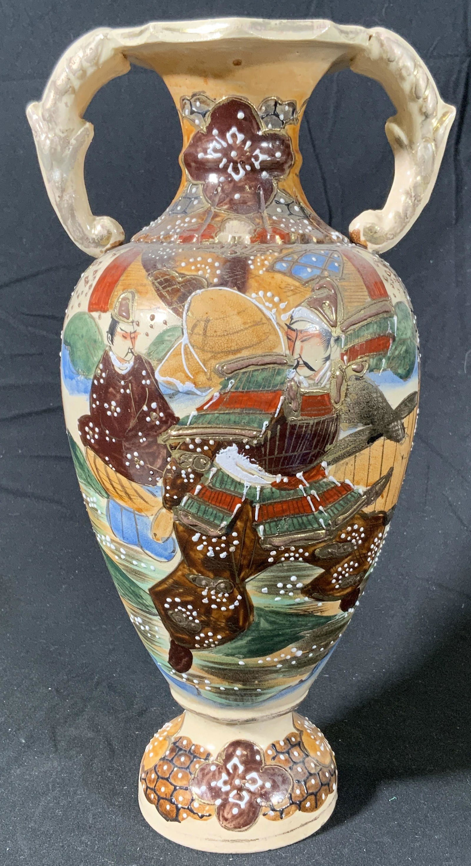 Satsuma Style Pottery, Asian Vase (1 of 6)