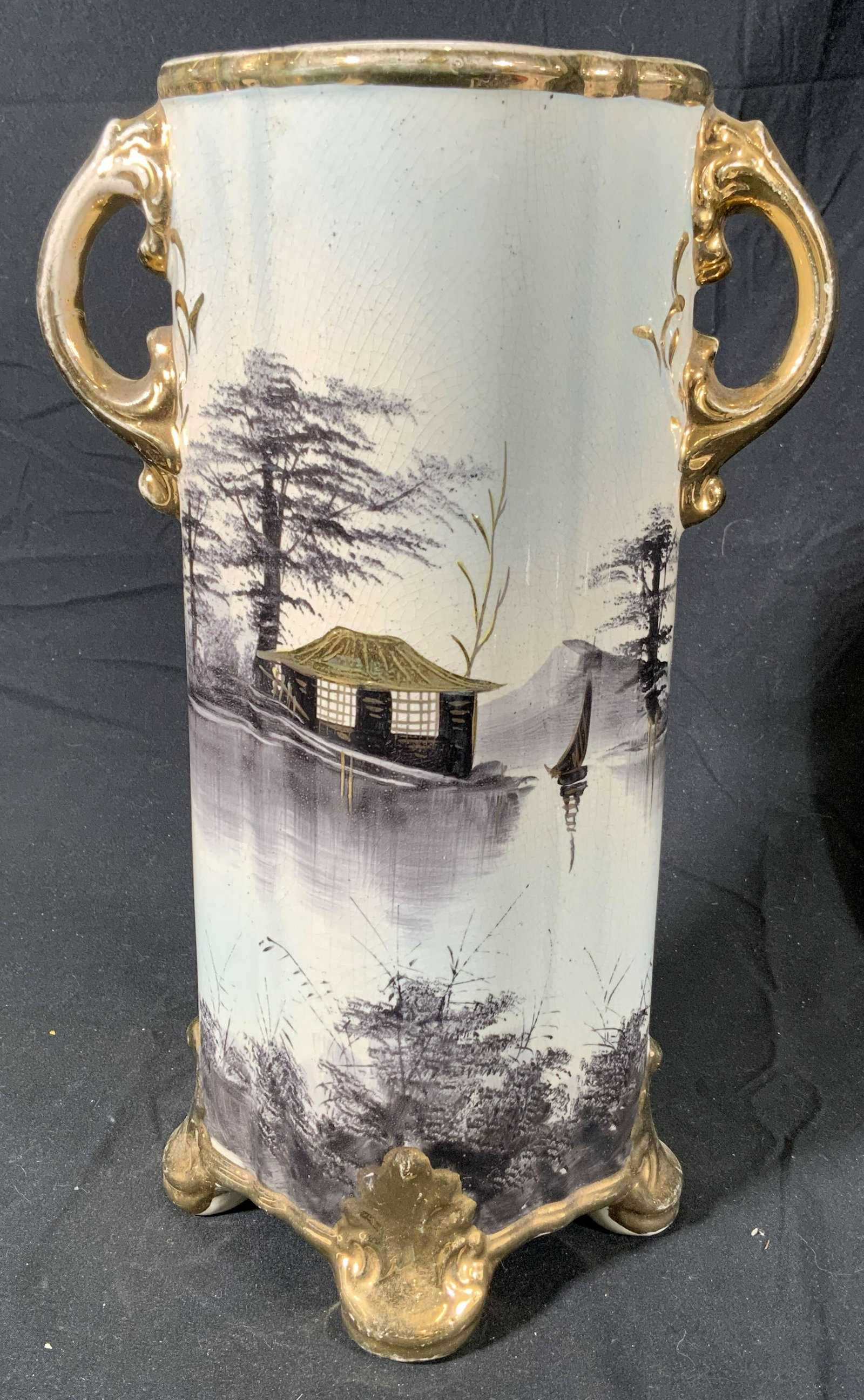 Gilded Japanese Handled Ceramic Vessel (1 of 7)