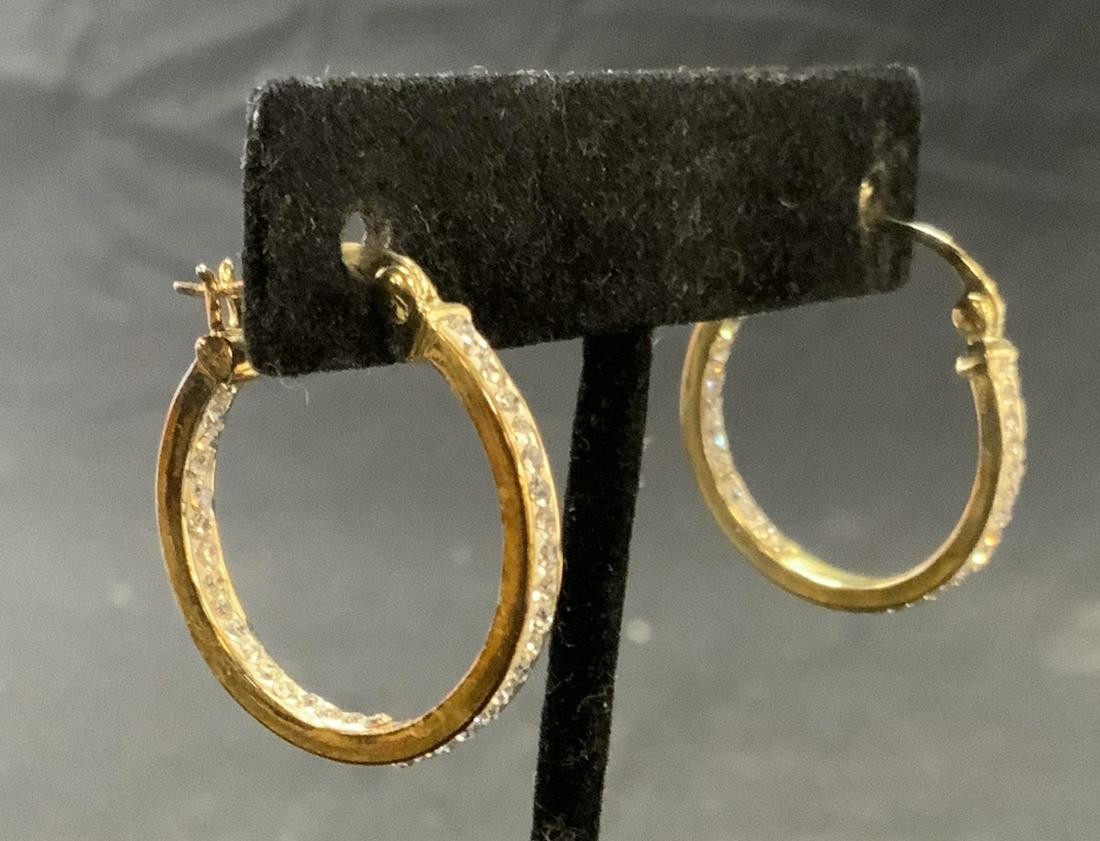 CHRYSTINA Crystal Silver Plate Hoop Earrings NIB (1 of 6)