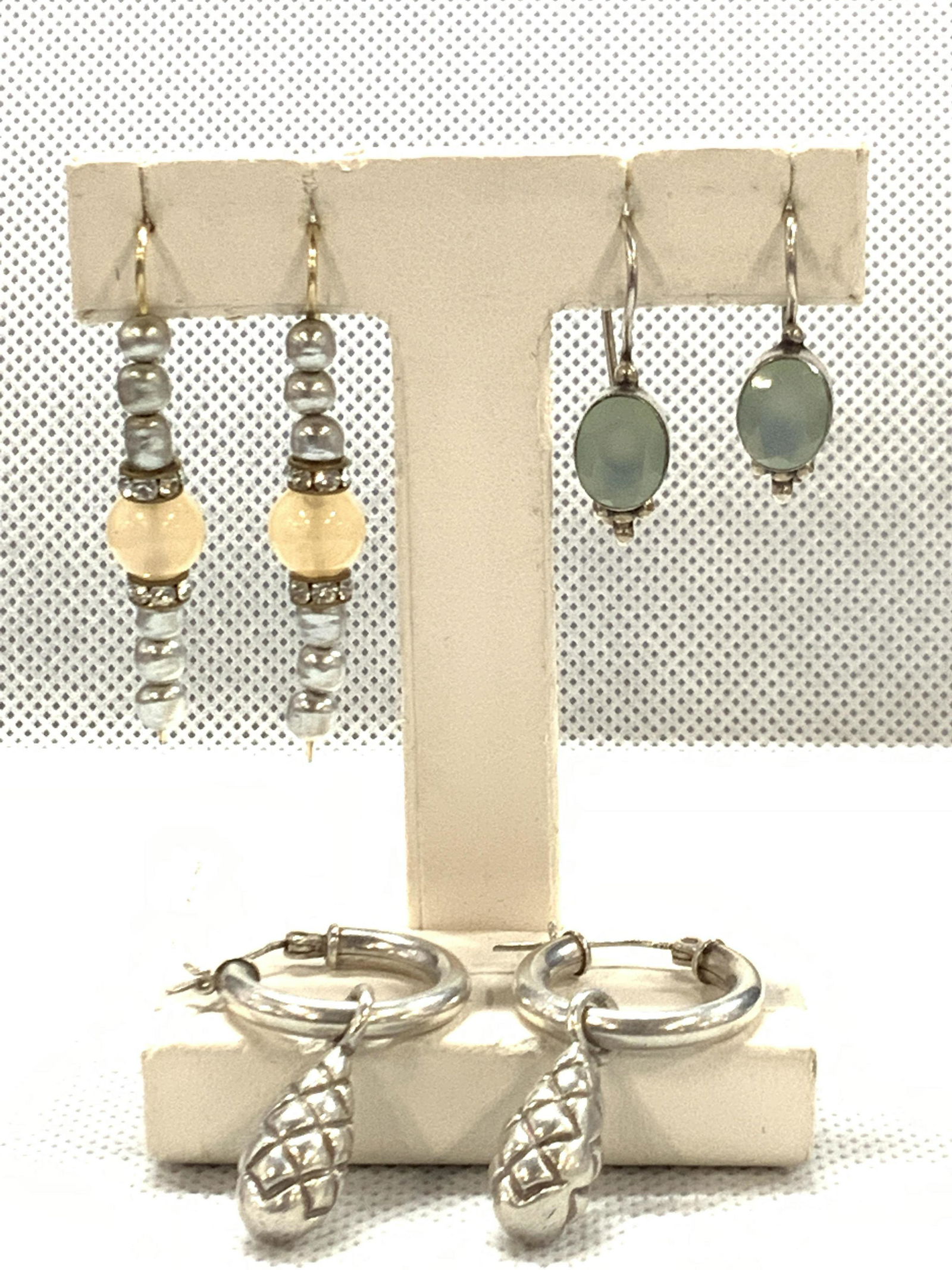 3 Pairs Vintage Sterling Drop Earrings (1 of 5)