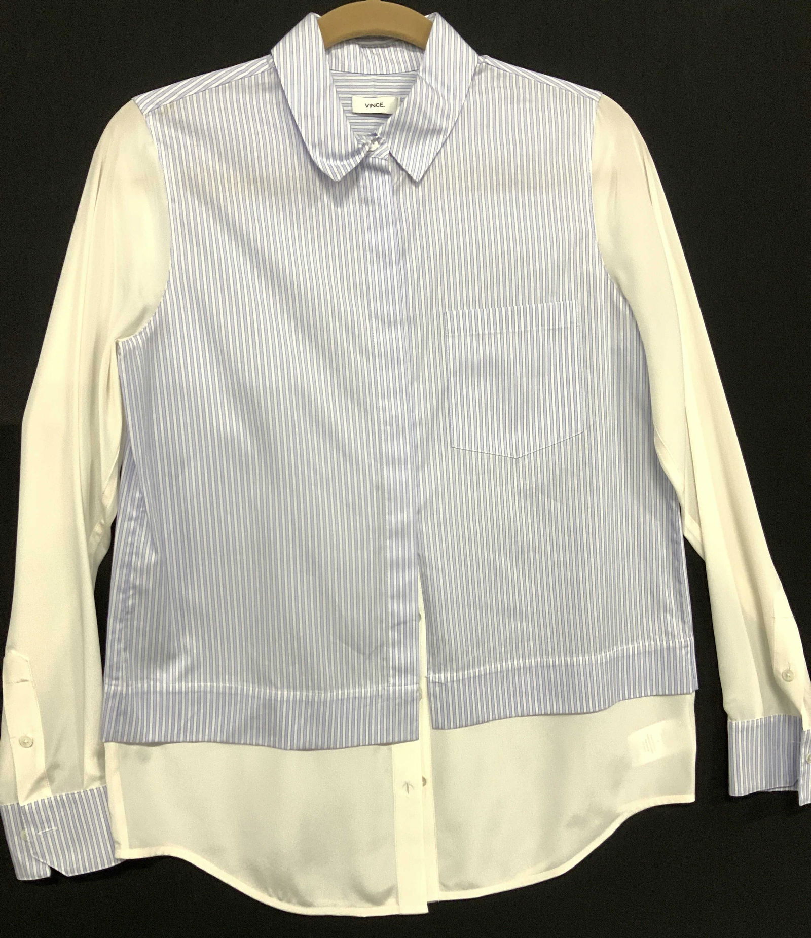 VINCE Silk Cotton Directional Stripe Button Up (1 of 7)