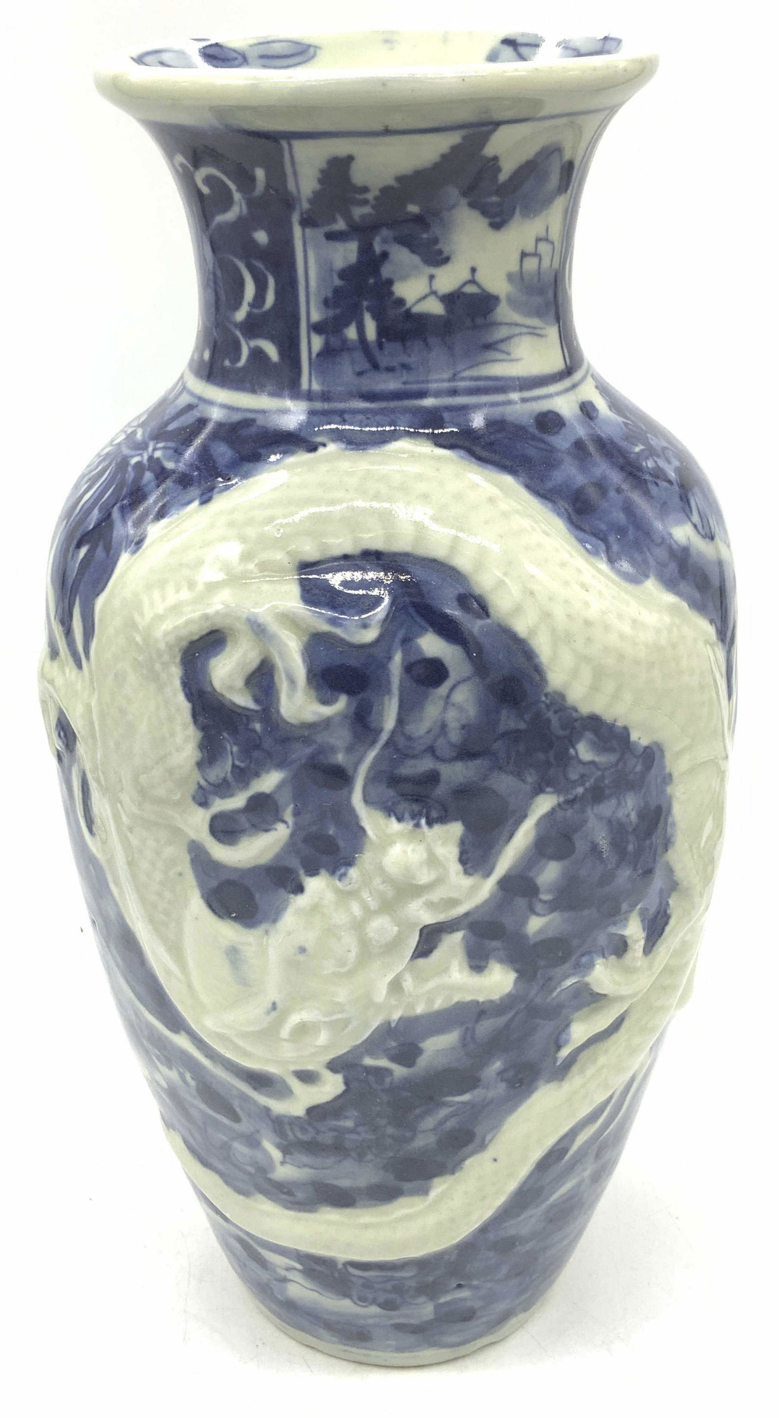 Asian Relieved Ceramic Dragon Vase (1 of 5)
