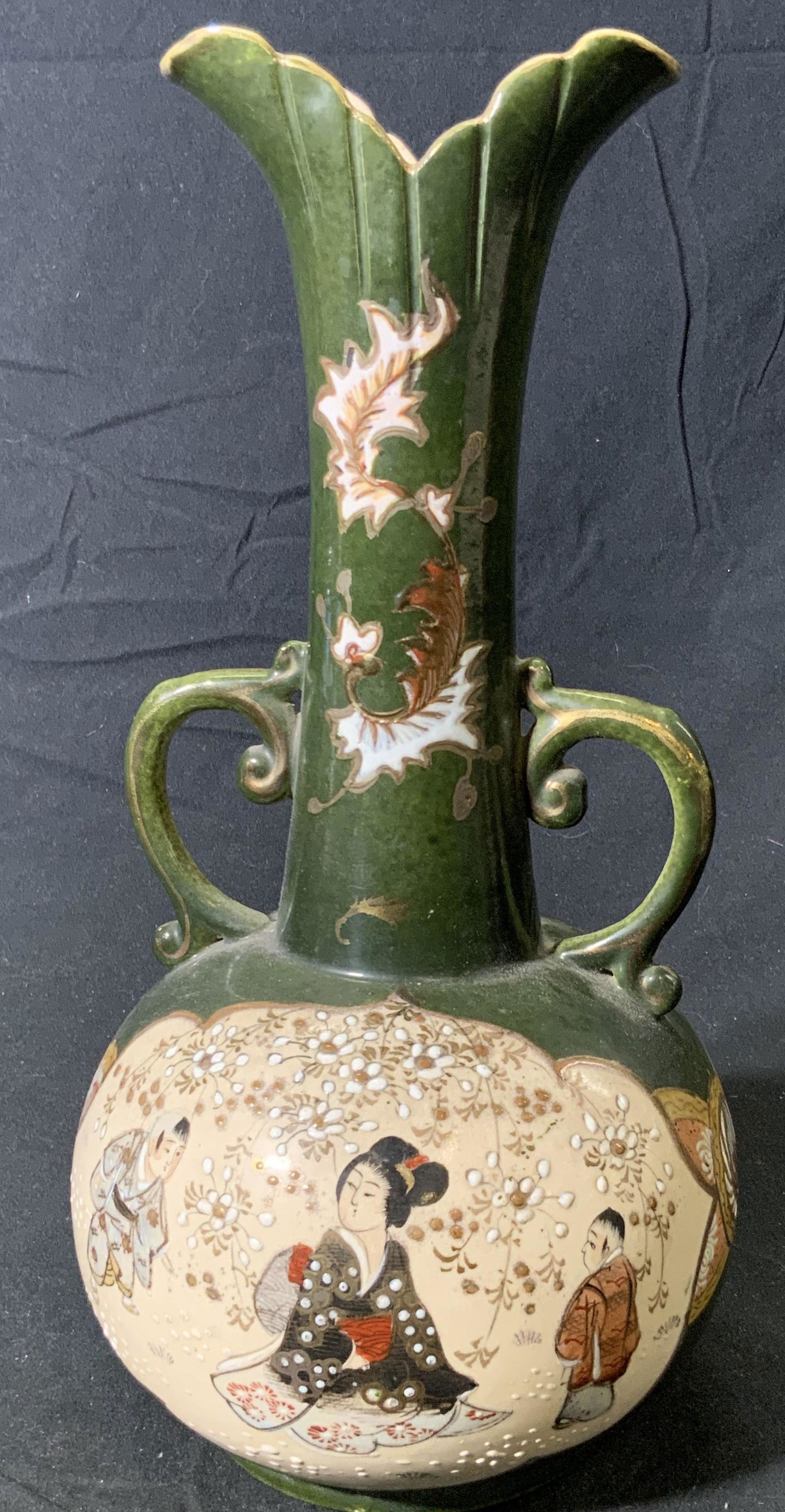Signed Japanese Figural Pottery Vessel (1 of 6)