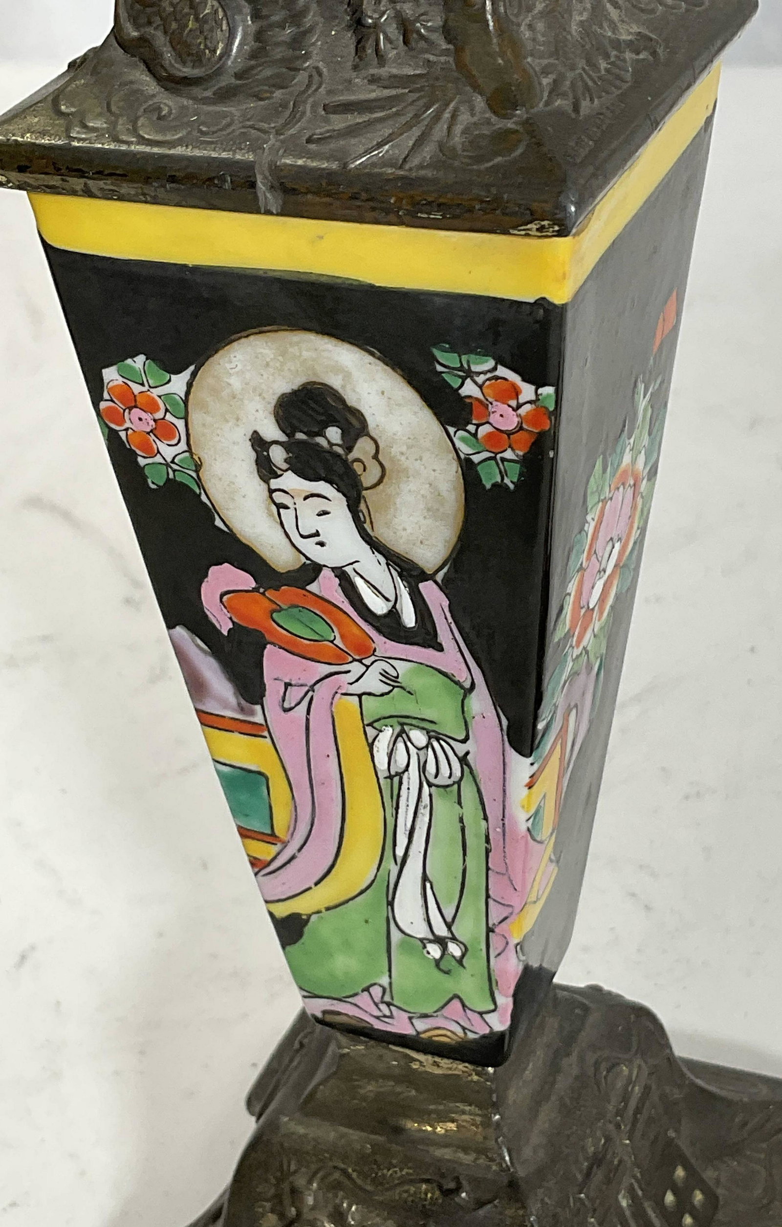 Small Hand Painted Asian Table Lamp (1 of 5)