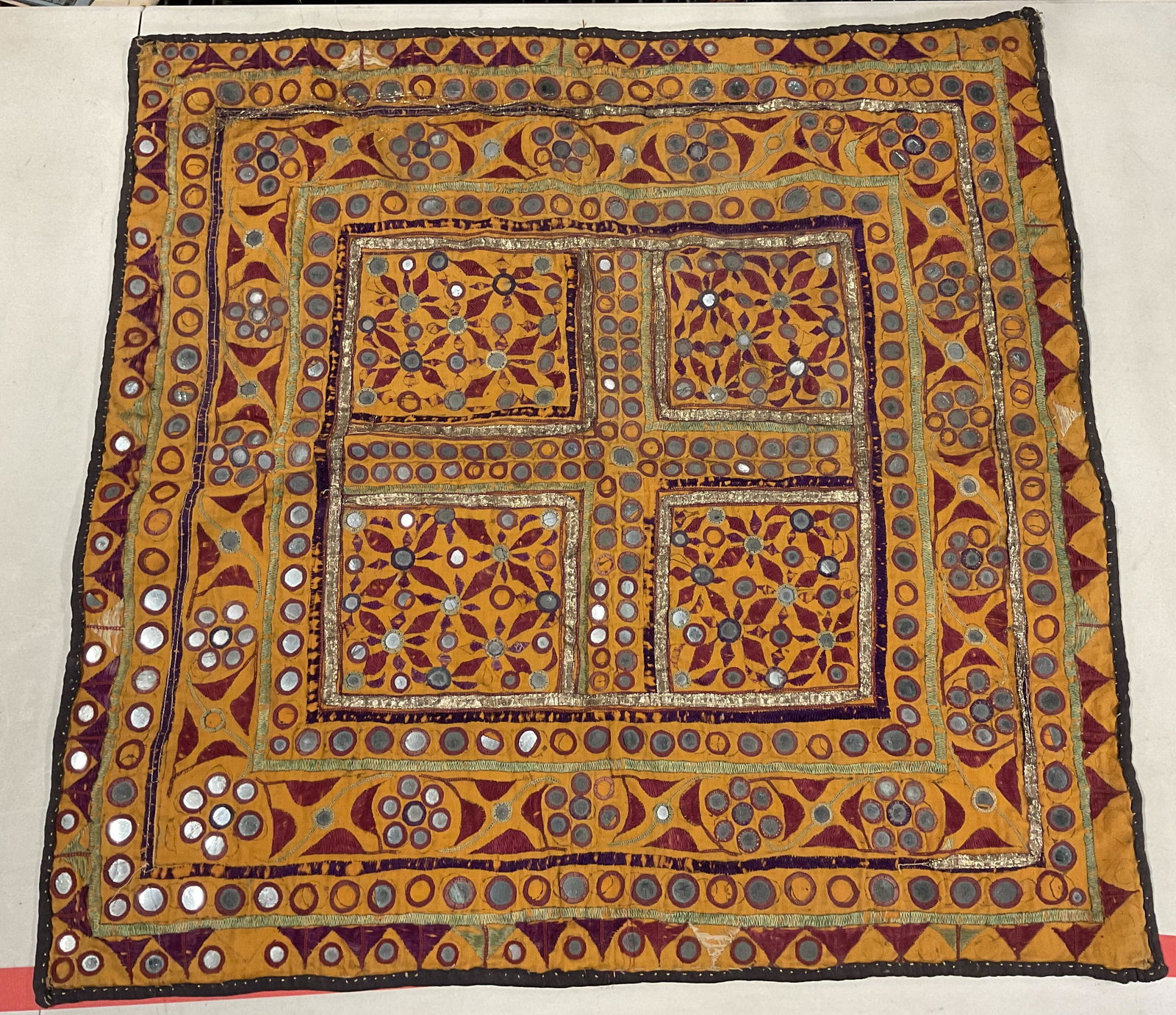Vintage Mirror Work Embroidered Textile (1 of 5)