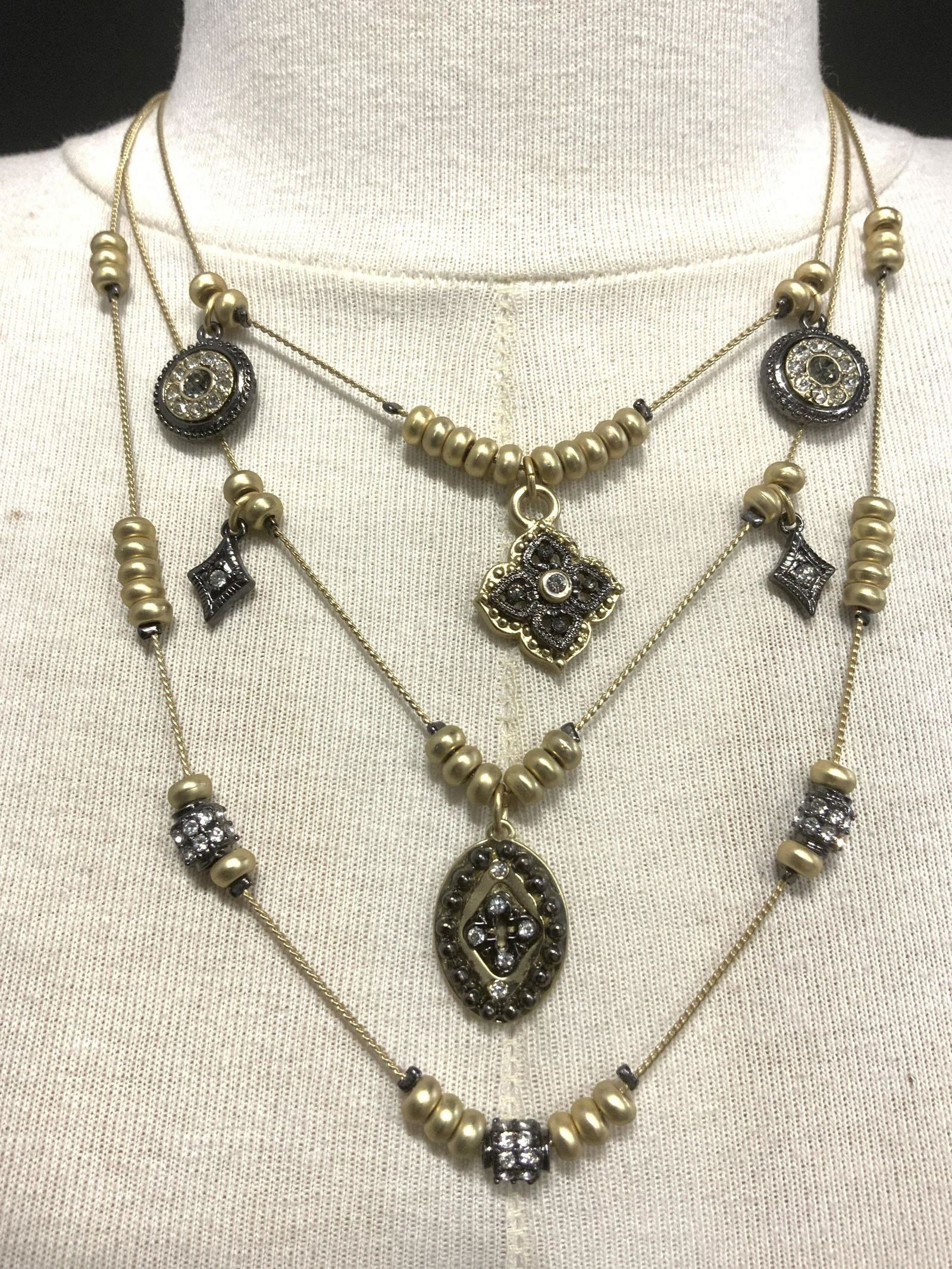 CHICOS Bohemian Metal & Crystal Necklace NWT (1 of 4)