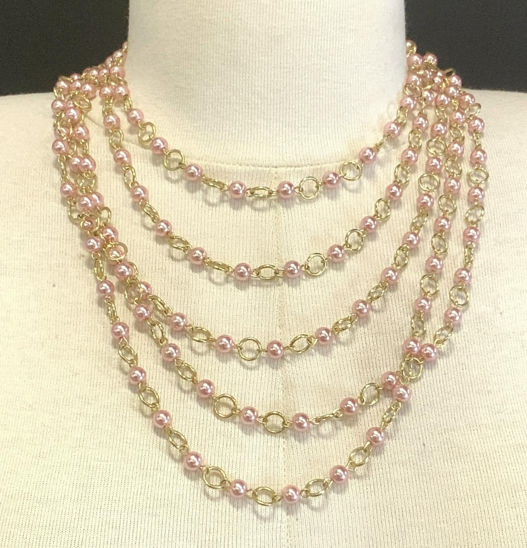 PLAZA TOO Pink Pearlescent Layered Necklace NWT (1 of 4)