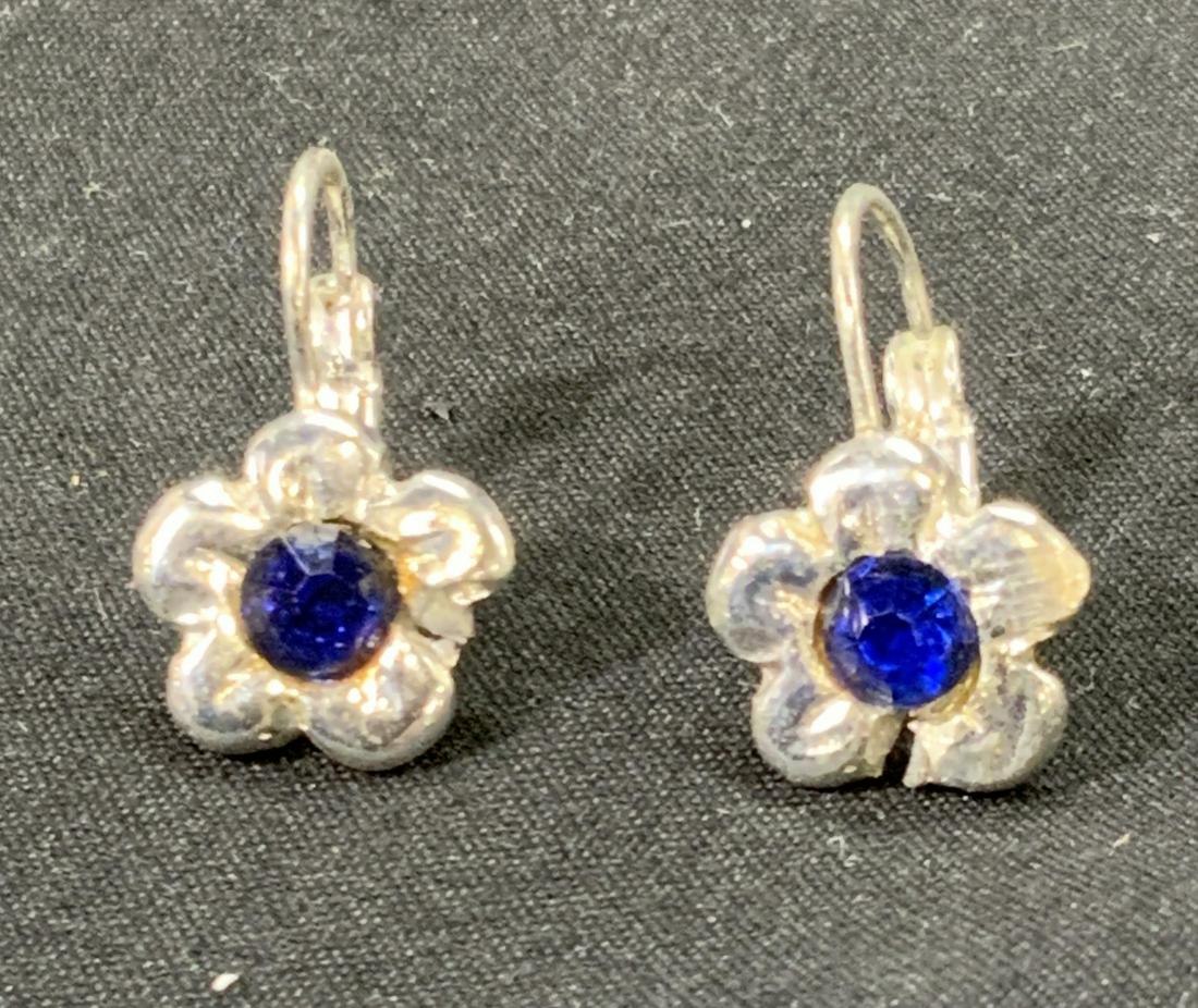 Silver Tone Floral Crystal Earrings, Jewelry (1 of 4)