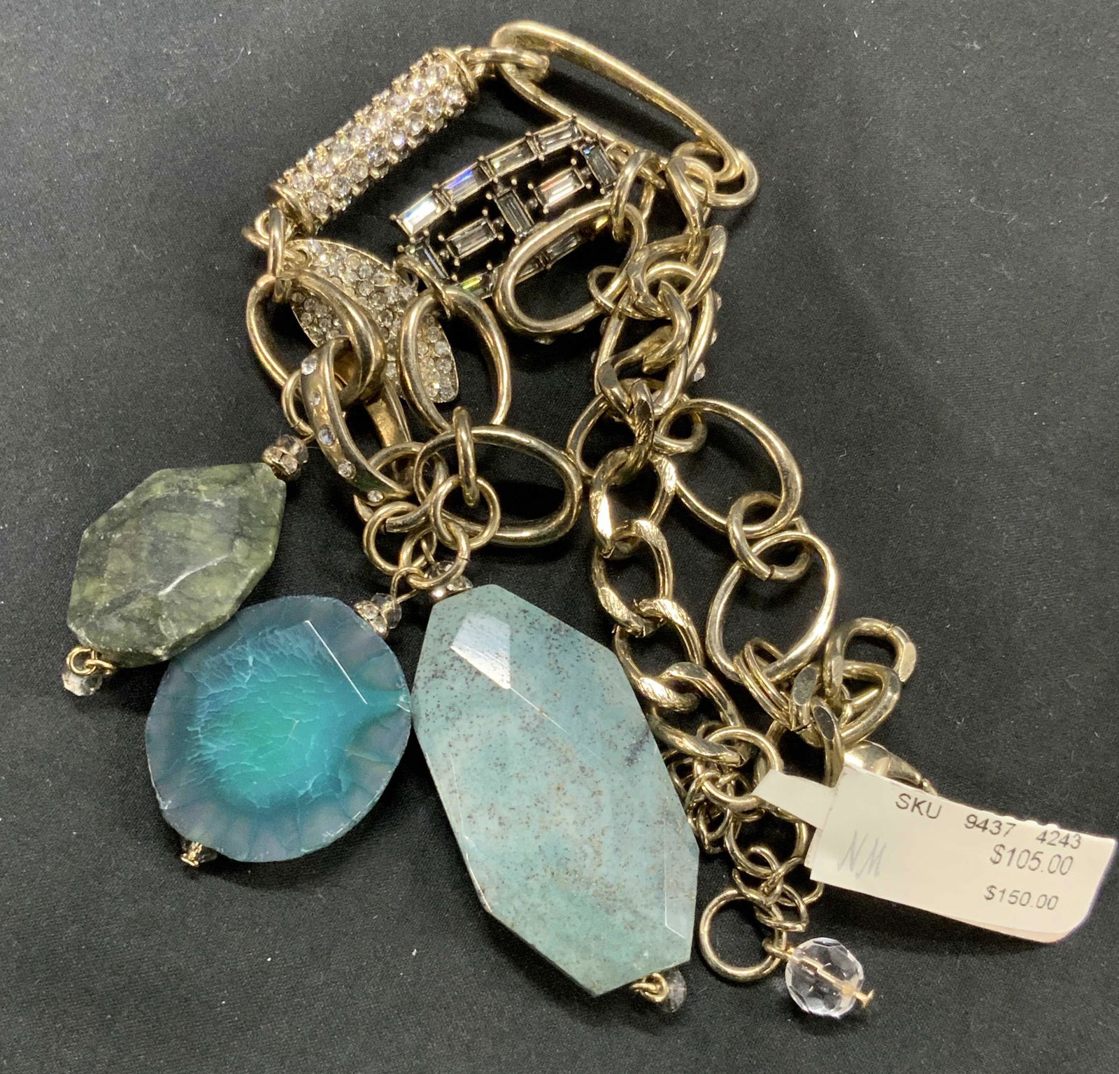 NEIMAN MARCUS Natural Stone & Crystal Necklace NWT (1 of 5)