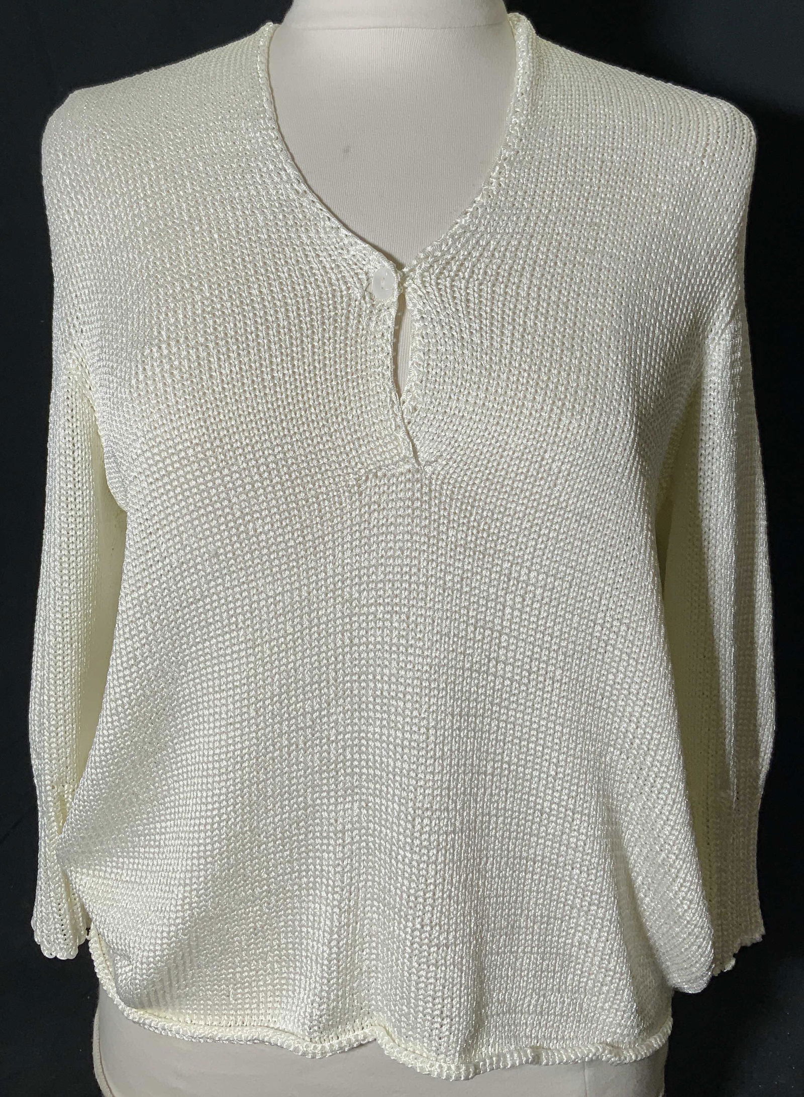 BALL OF COTTON Loose Knit White Sweater (1 of 4)
