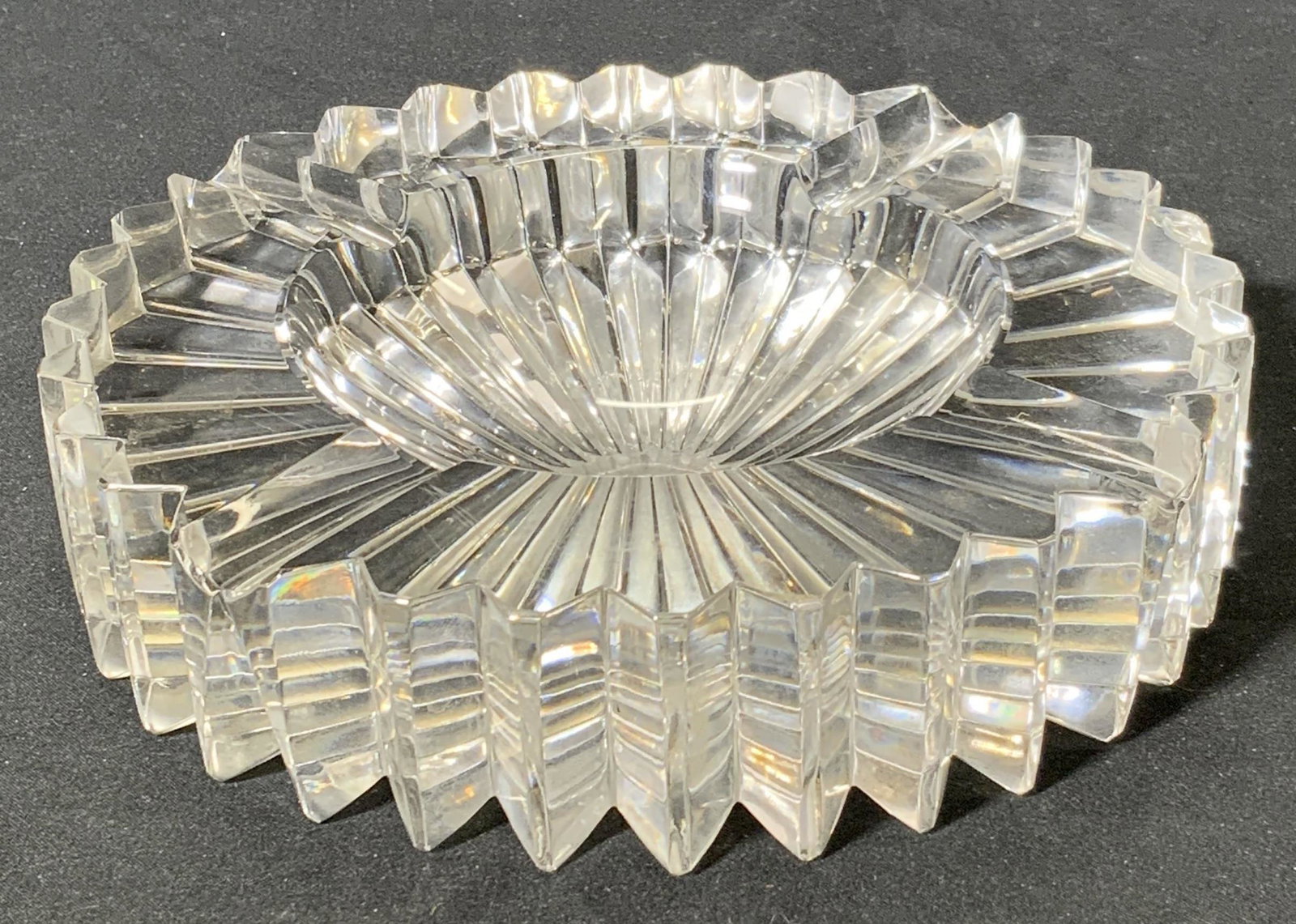 Signed Thick Cut Crystal Art Glass Ashtray (1 of 5)
