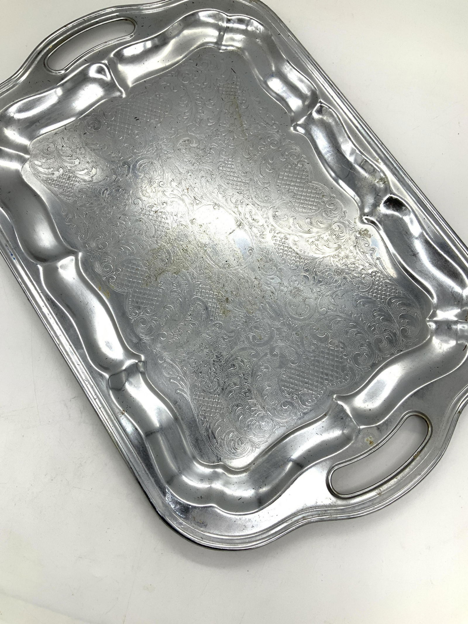Silver Toned Nouveau Serving Platter (1 of 3)