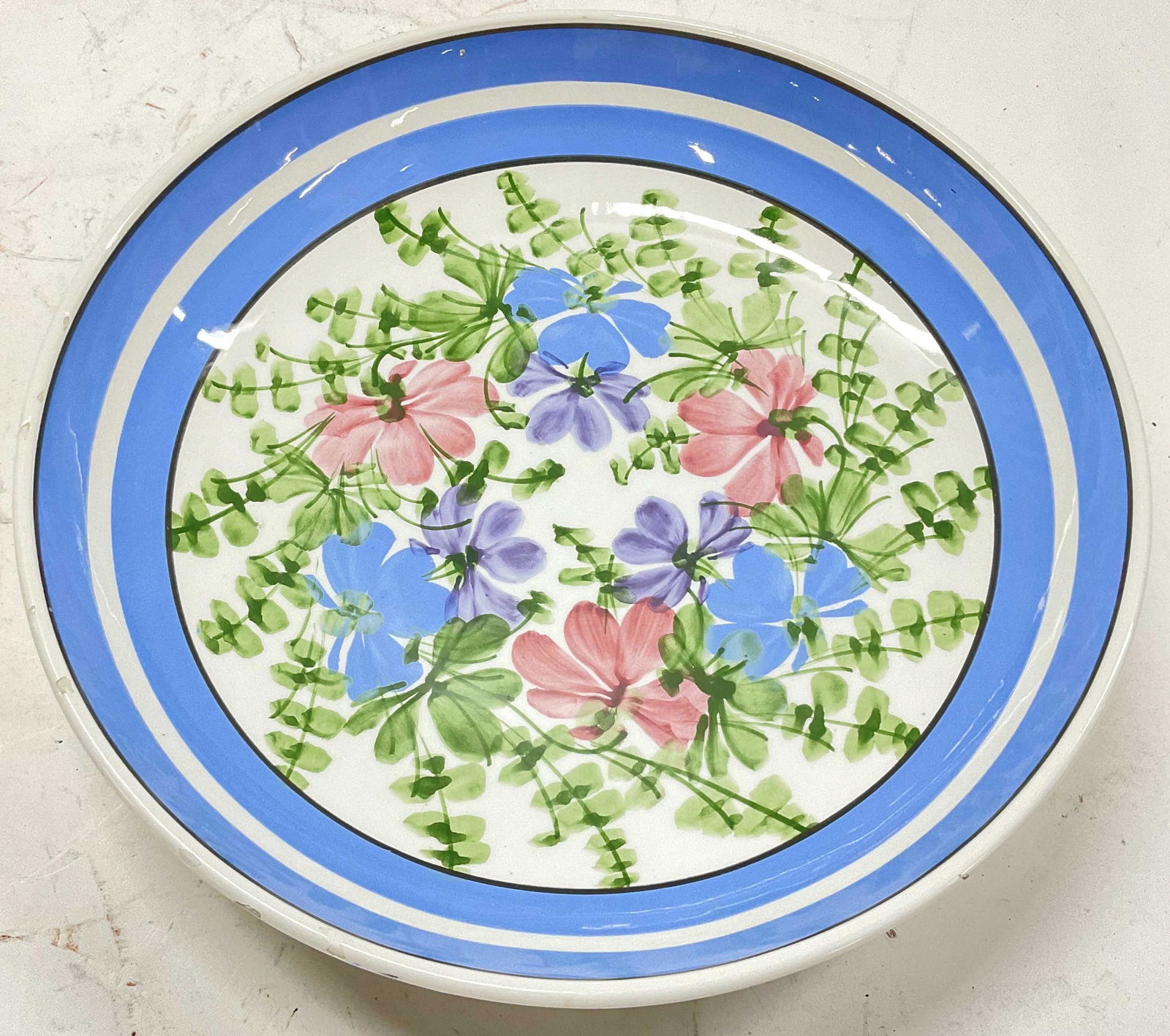 Hand Painted Floral Deep Serving Dish, Italy (1 of 5)