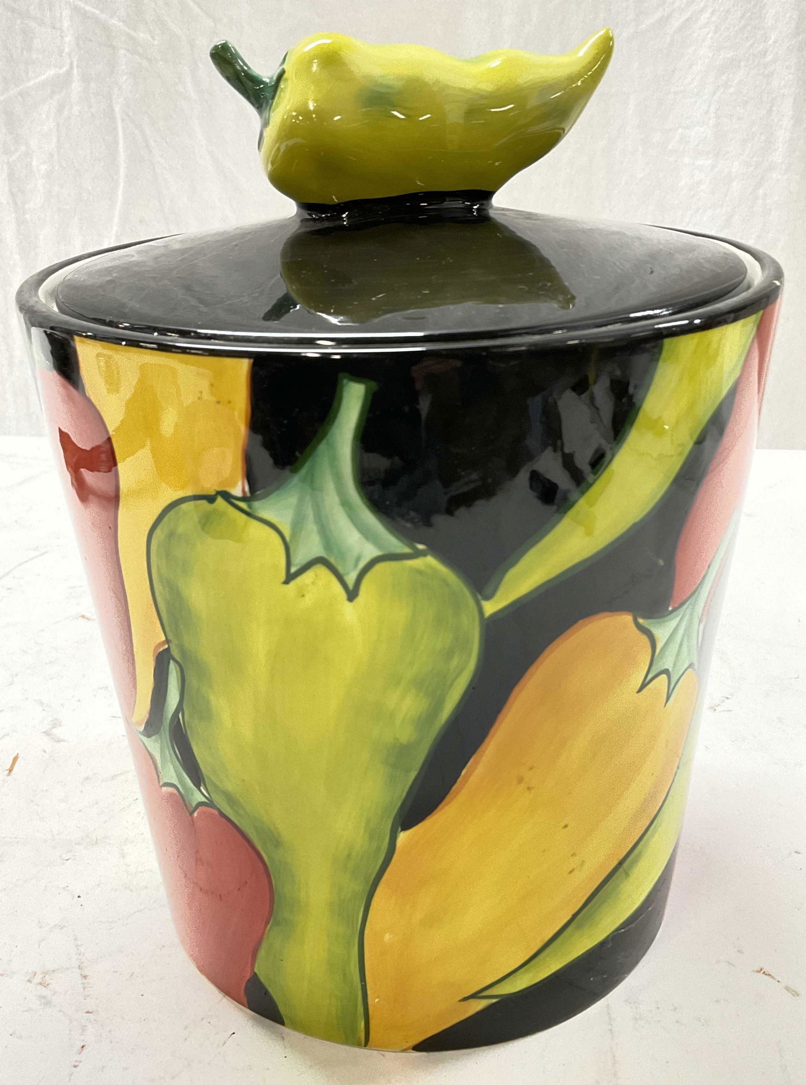 Clay Art Jalapeno Hand Painted Lidded Vessel (1 of 6)