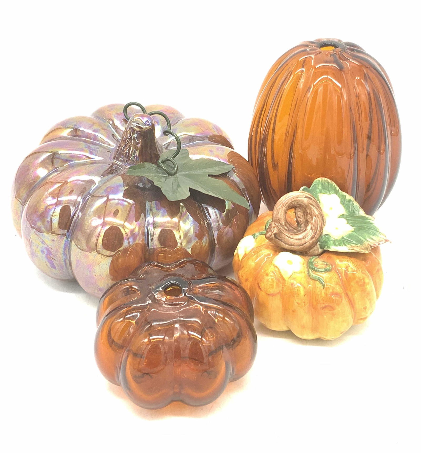 Lot of 4 Ceramic and Glass Pumpkins (1 of 6)
