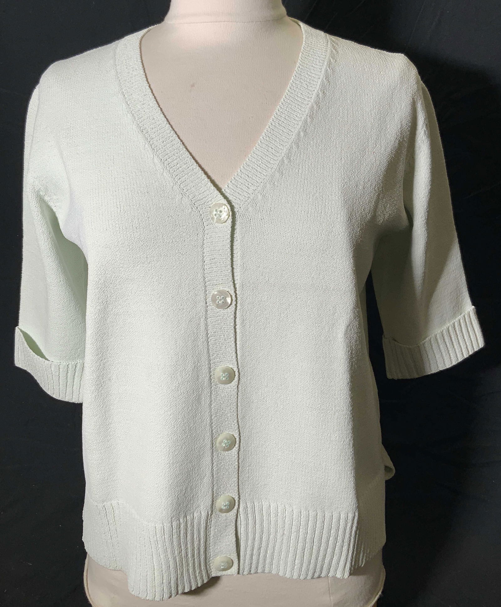 DUNA Mint Hand Loomed Cardigan Sweater (1 of 5)
