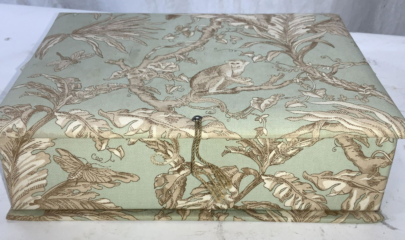 Monkey Fabric Toile Keepsake Box (1 of 5)