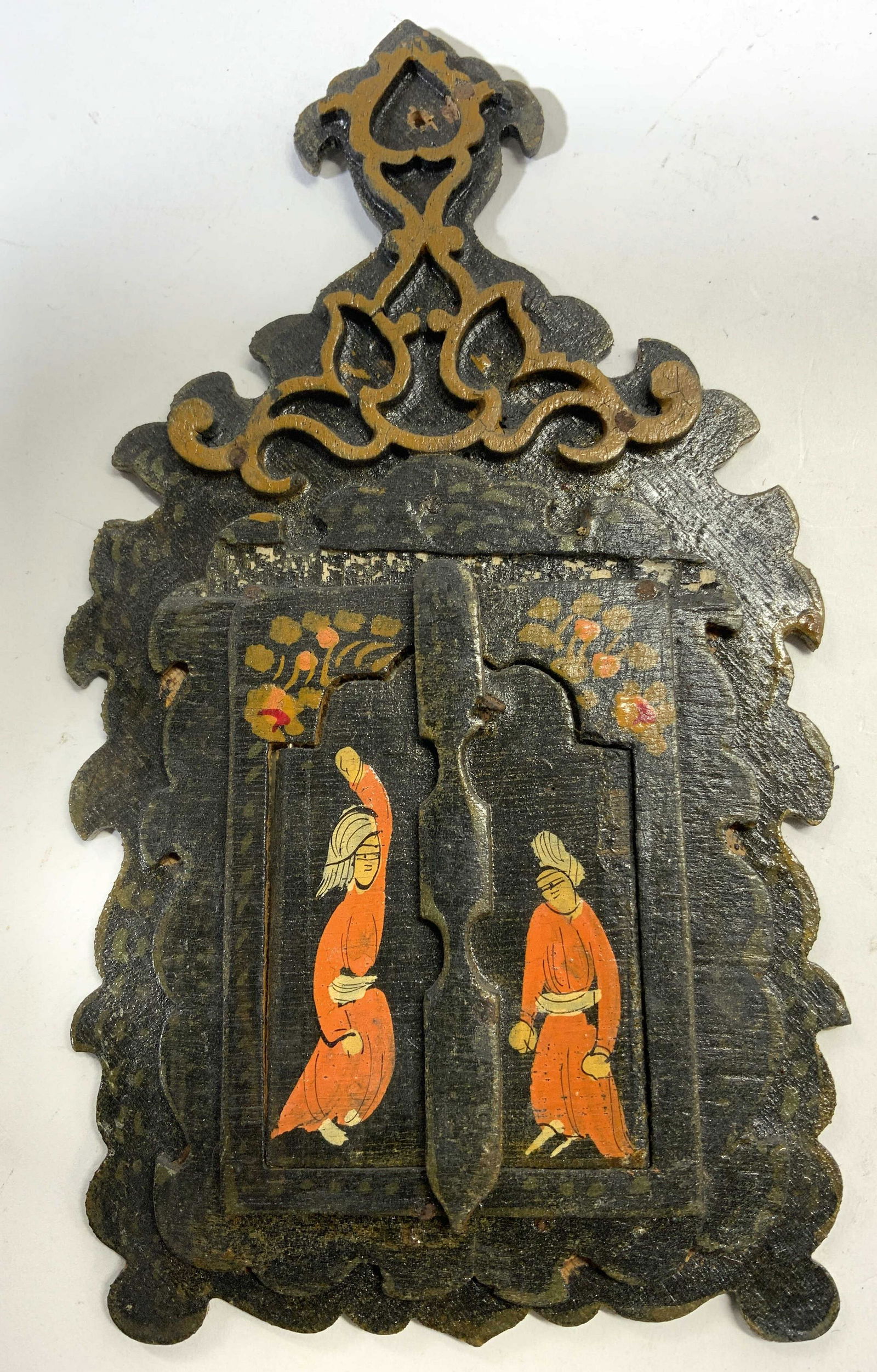 Vntg Hand Painted Wooden Asian Religious Icon (1 of 7)