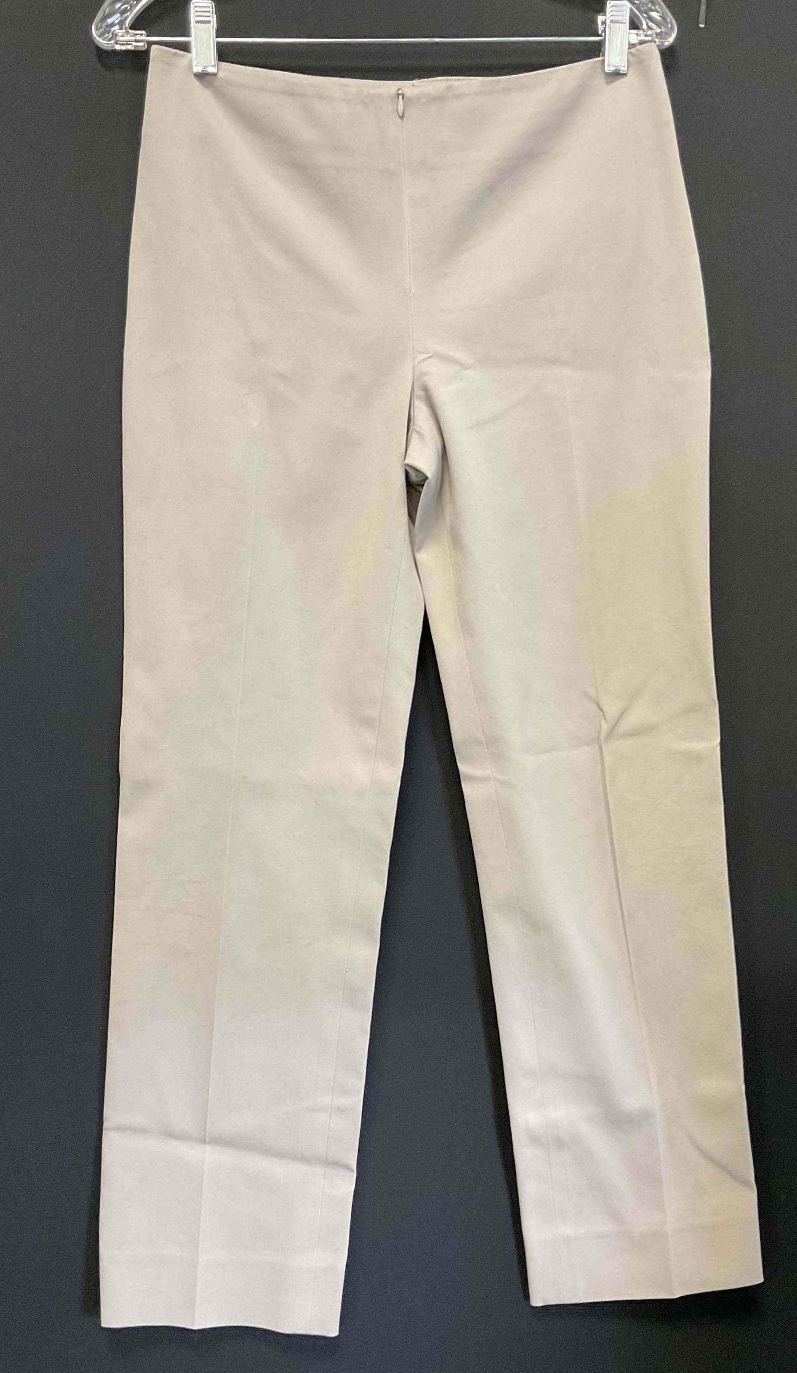 PEACE OF CLOTH Beige Slacks: No material or size tag to piece. Waist measures approx 14 inches , inseam measures approx 26 inches , waist to bottom of pant legs measures approx 36 inches. Minor stain to back of pants leg. Fall fa