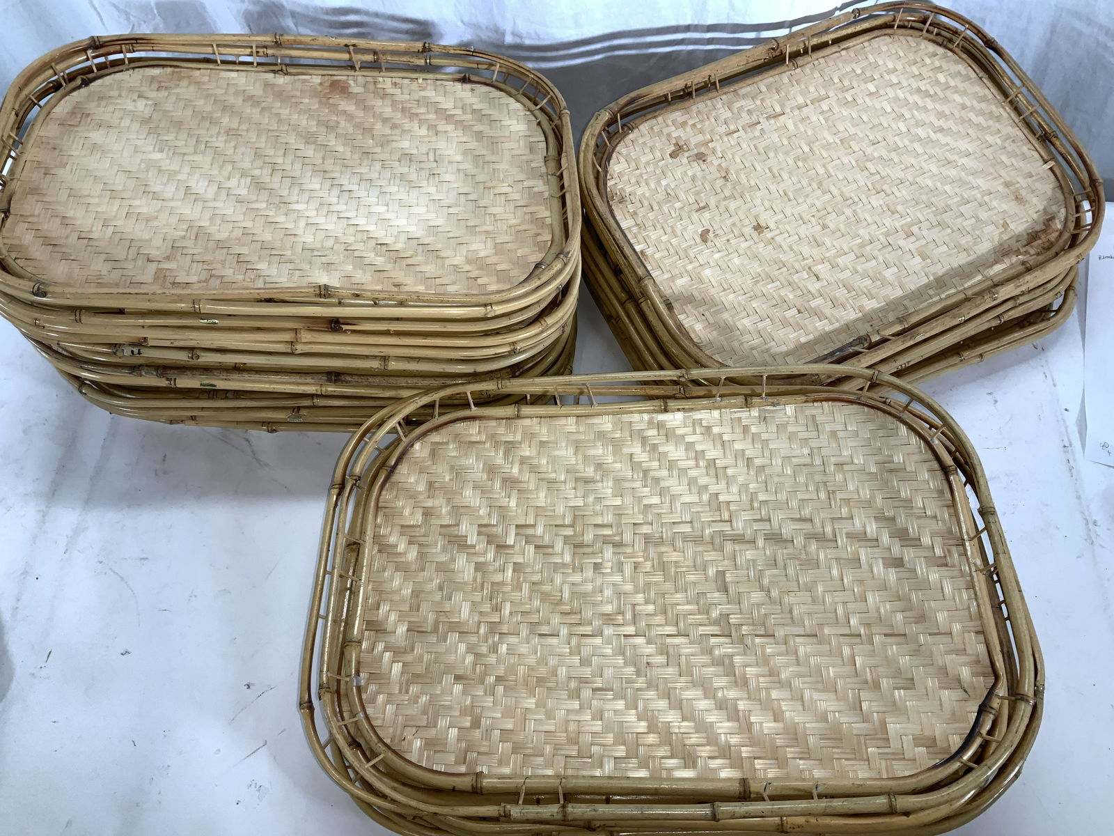 Set 27 Natural Bamboo & Straw Serving Trays, (1 of 6)